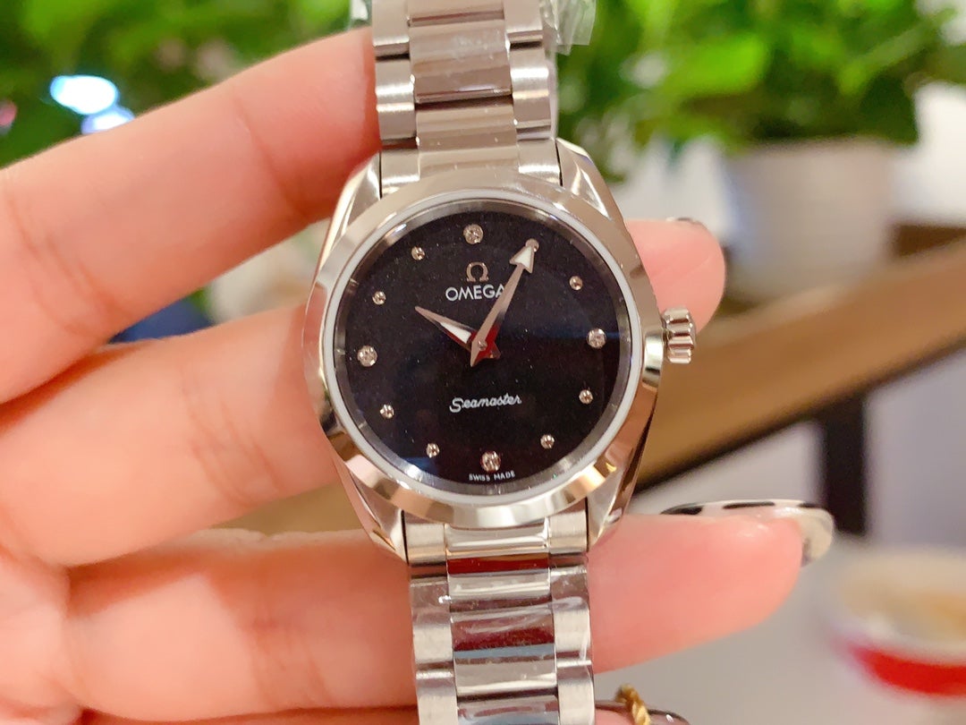 AQUA TERRA 28MM QUARTZ STEEL BLACK DIAL
