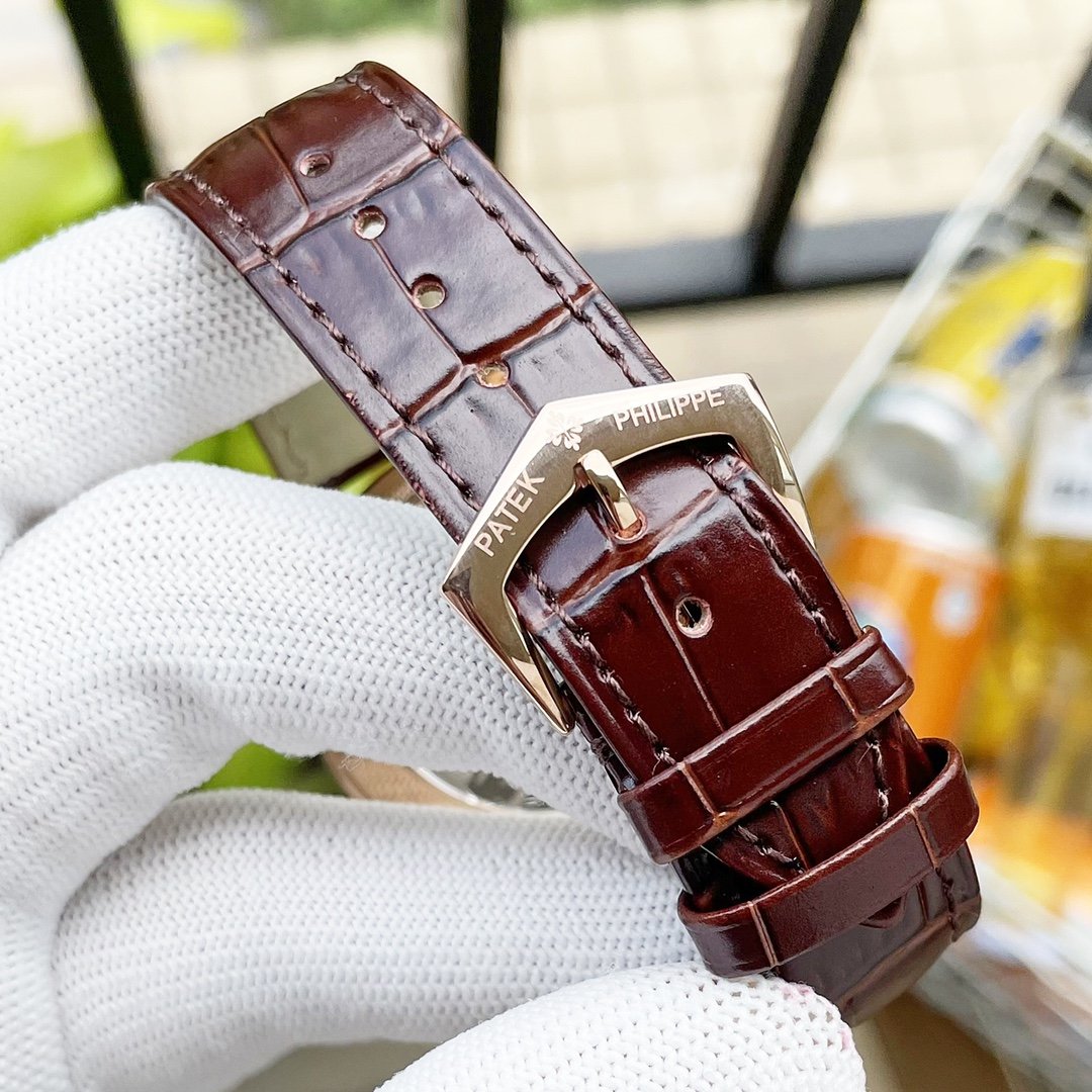 CALATRAVA SKELETON ENGRAVED HAND LEATHER STRAP