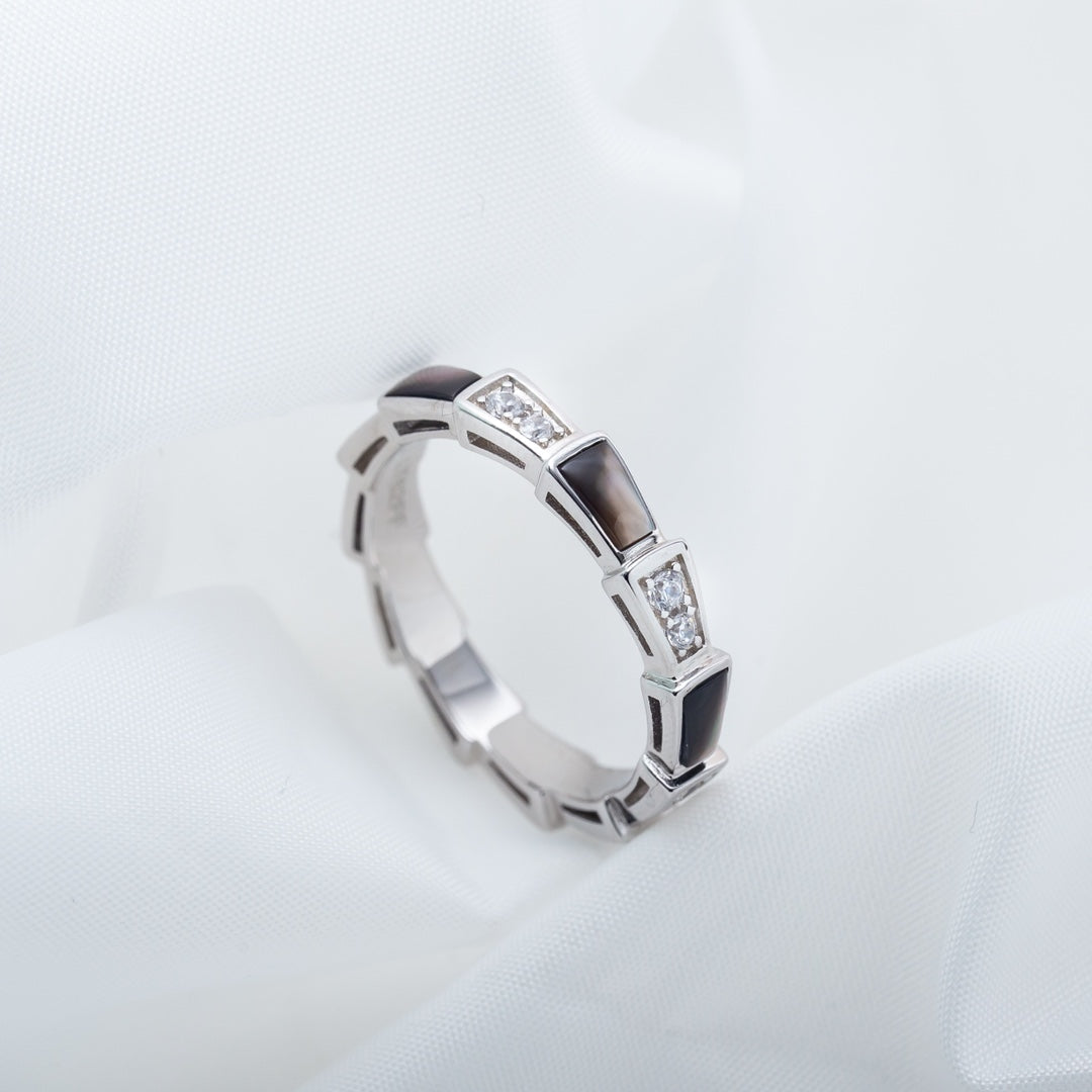 SERPENTI RING SILVER DIAMOND BLACK MOP 3MM