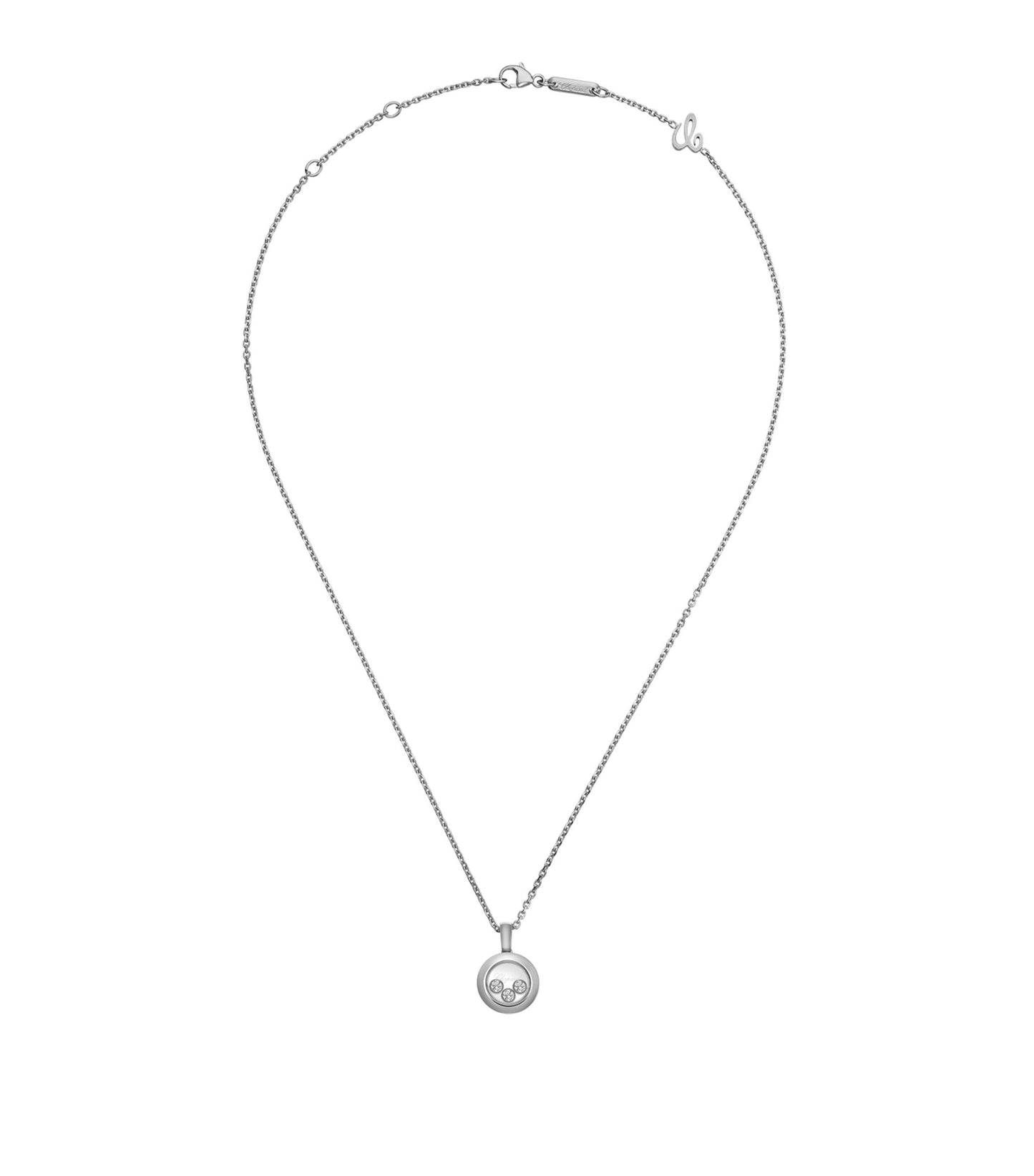 HAPPY PEDANT SILVER 3 DIAMOND NECKLACE