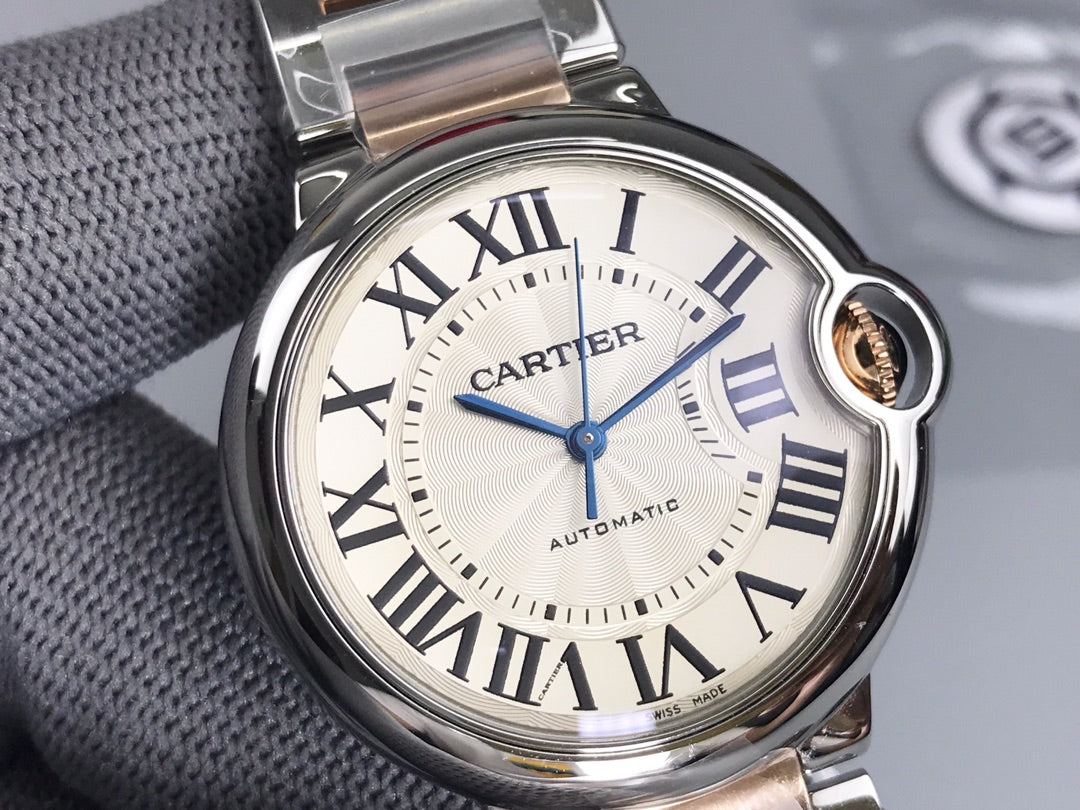 Cartier Balloon 36mm Silver Pink Gold Stainless Steel