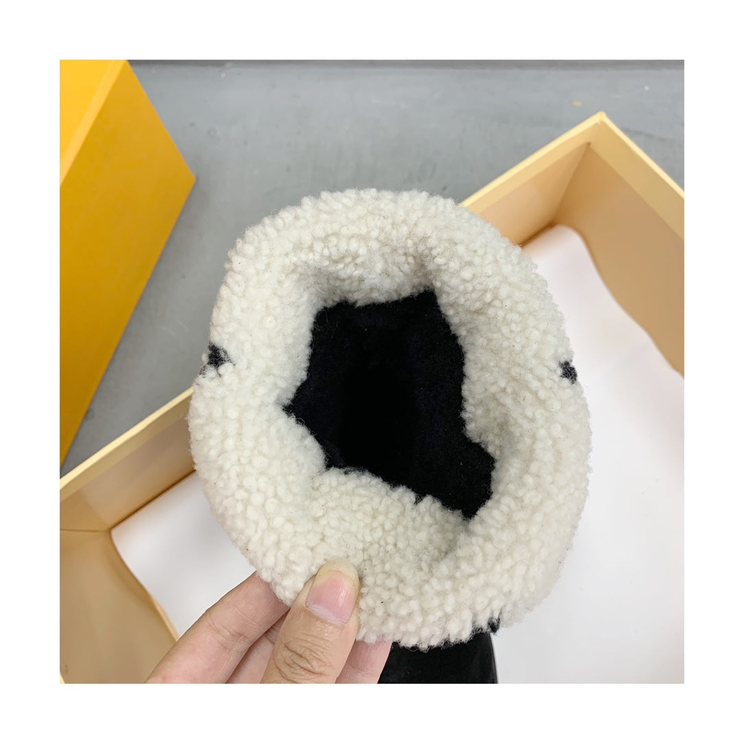 LV Snowdrop Flat Ankle Boot Black Mix White Monogram White Suede