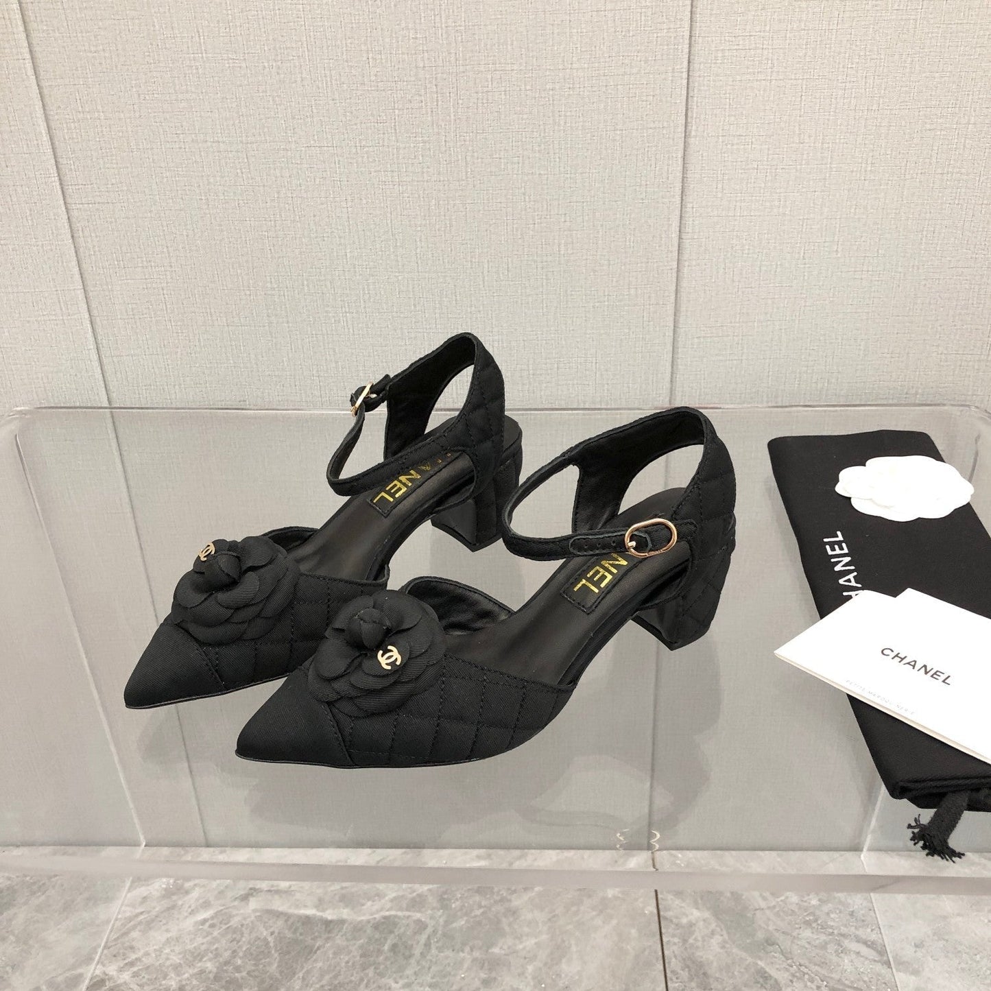 CC 25C 5CM Slingback Flats Black Fabric 213241