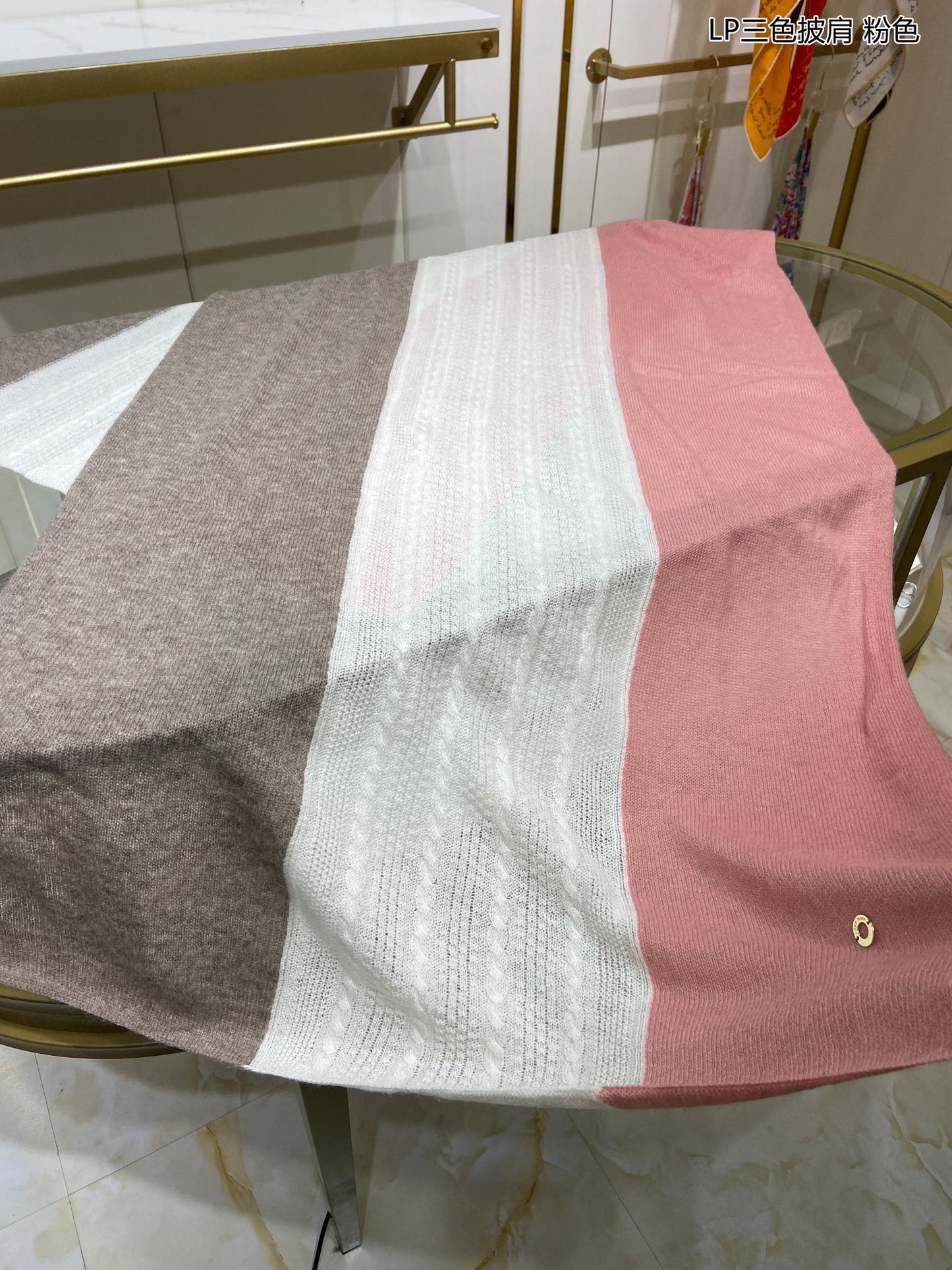 LP Scarf 190 CM In Pink Mix White Earth Brown Cashmere 649678