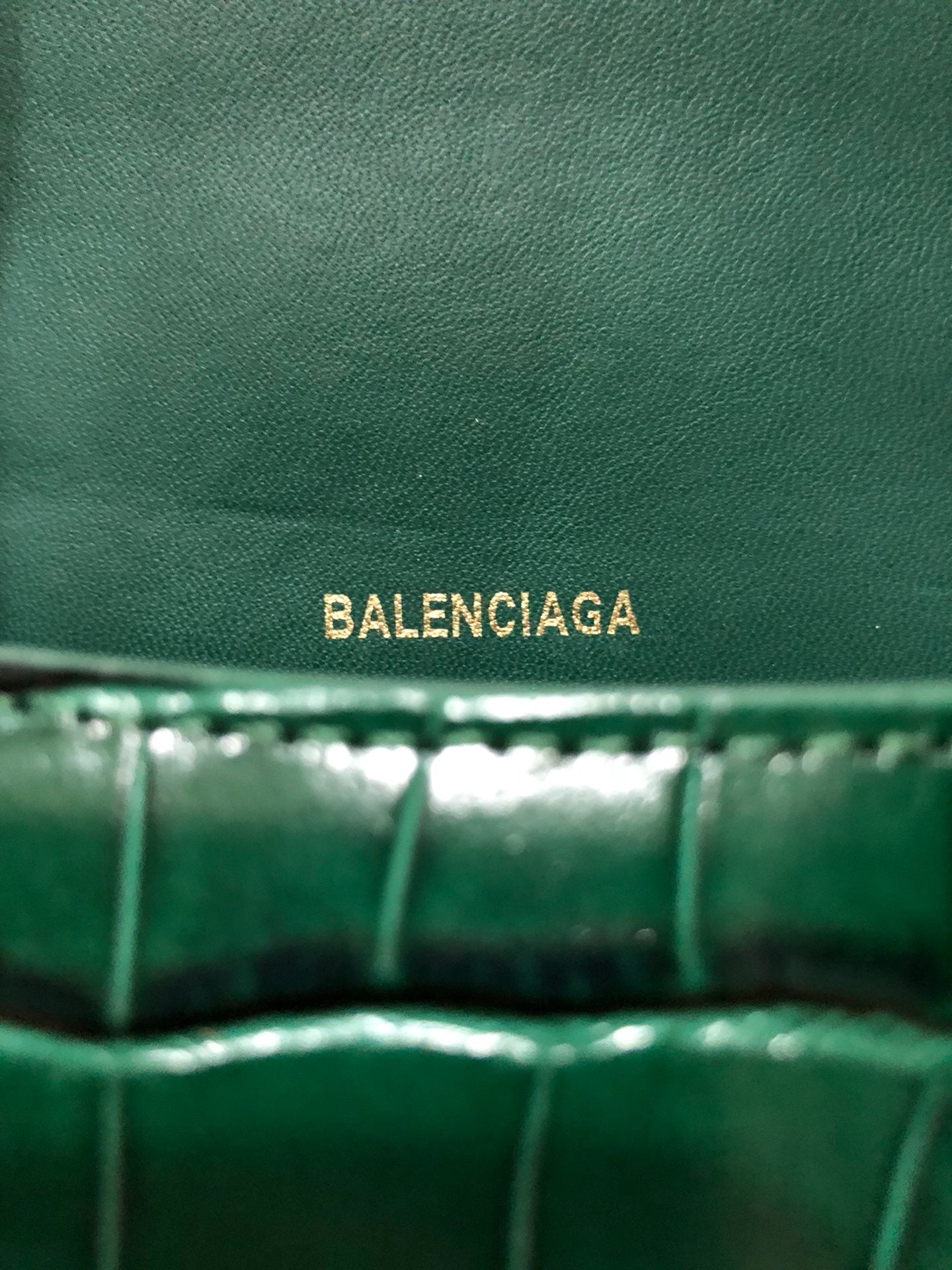 Balenciaga Hourglass bag dark green crocodile skin