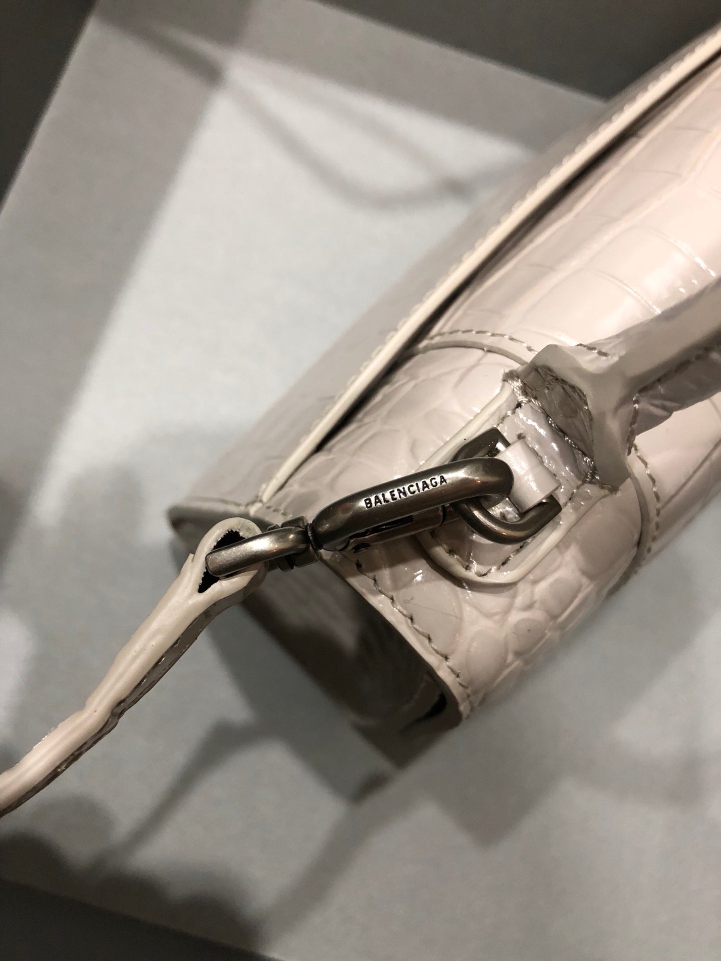 Balenciaga Hourglass bag beige crocodile skin