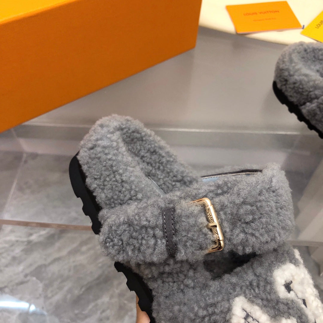 LV Paseo Flat Comfort Mule Grey Wool