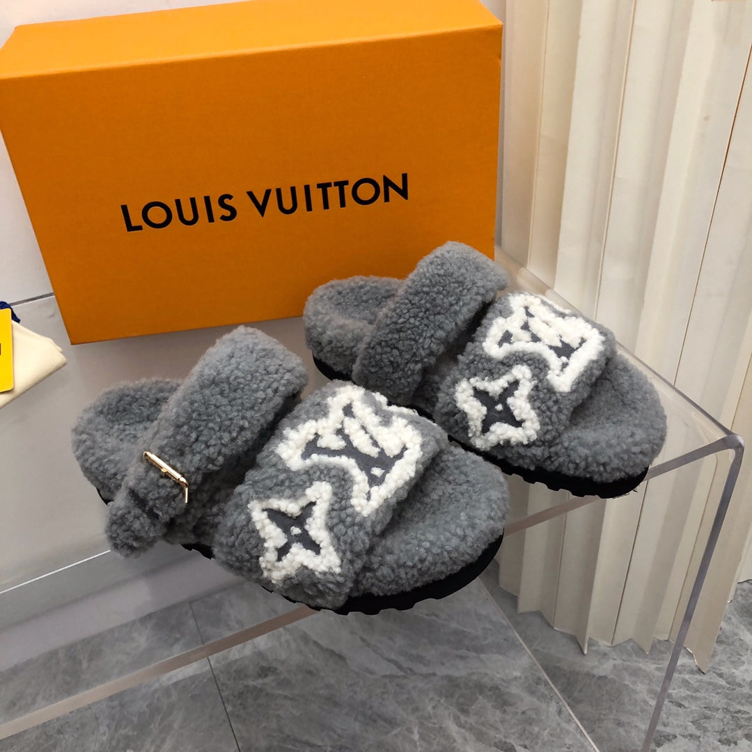 LV Paseo Flat Comfort Mule Grey Wool