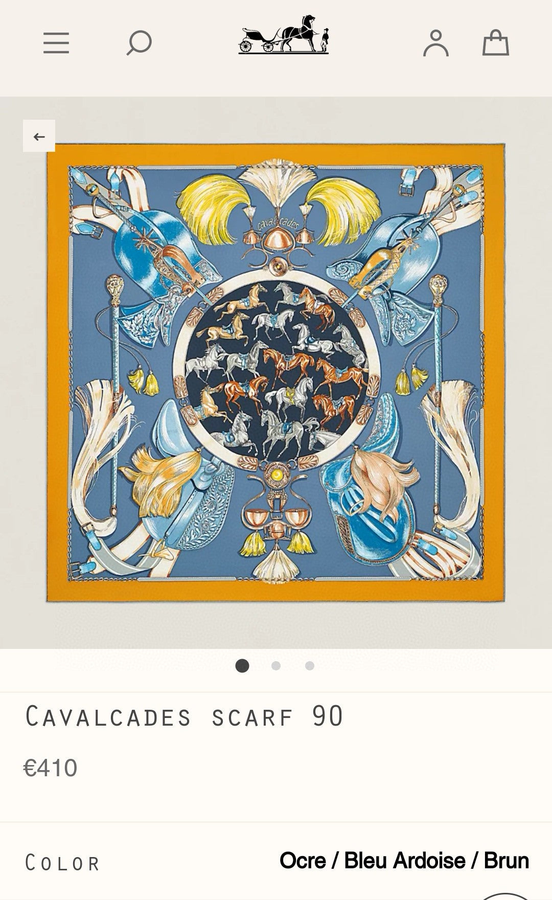Cavalcades Scarf 90 CM In Blue Yellow Colorful Silk Twill 288859