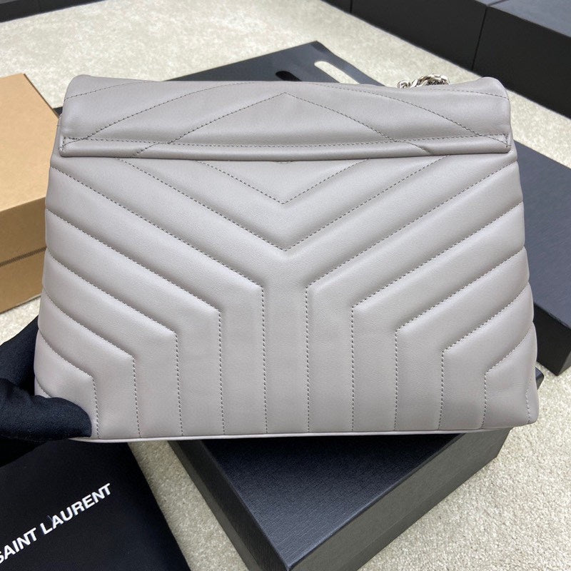 LOULOU MEDIUM 32 GREY QUILTED LEATHER SILVER HARDWARE