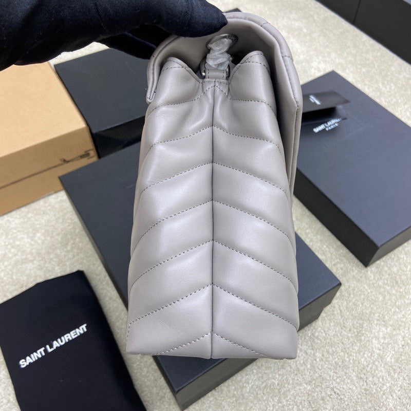 LOULOU MEDIUM 32 GREY QUILTED LEATHER SILVER HARDWARE