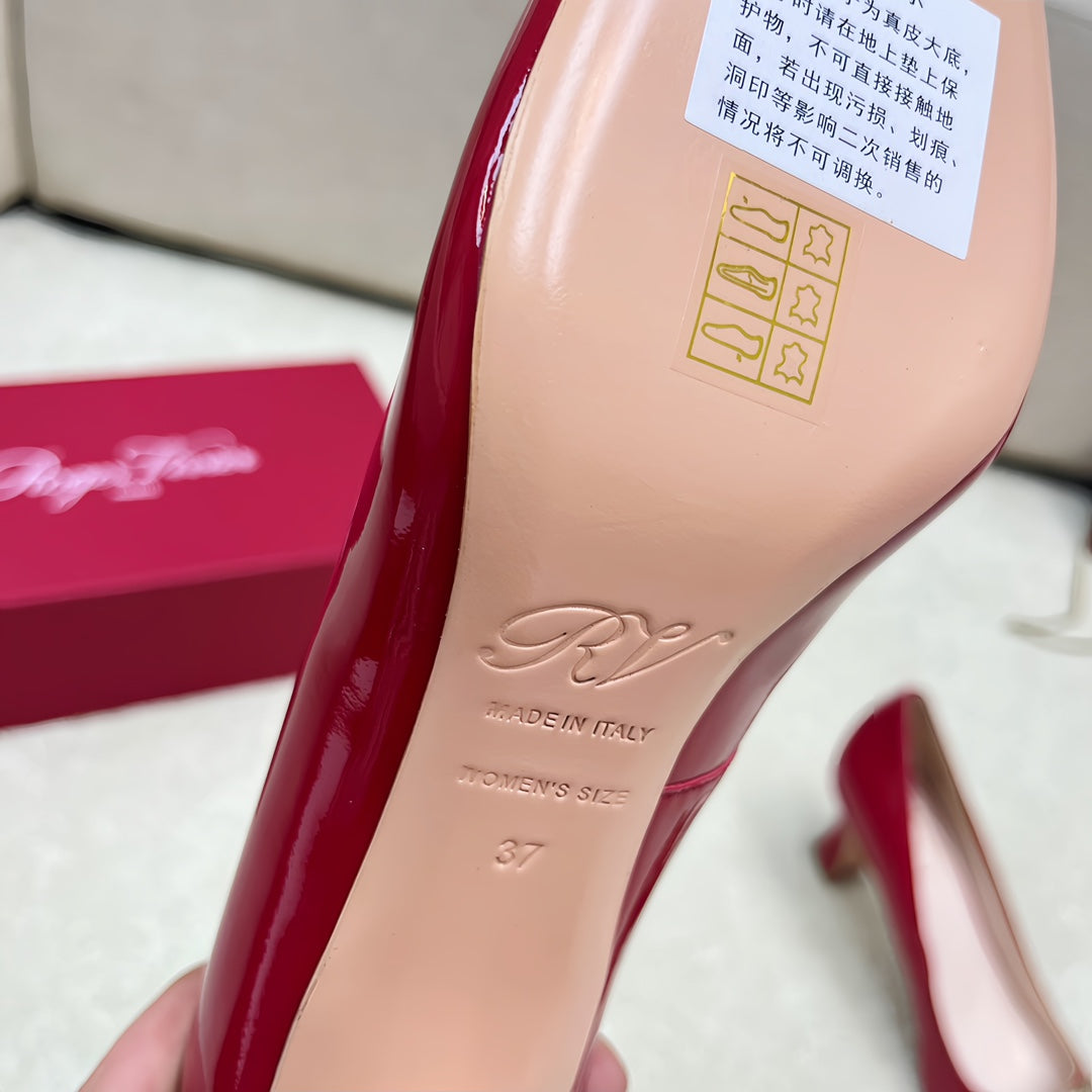 Belle Viv Edition Metal Buckle Pumps 65 Red Patent Leather