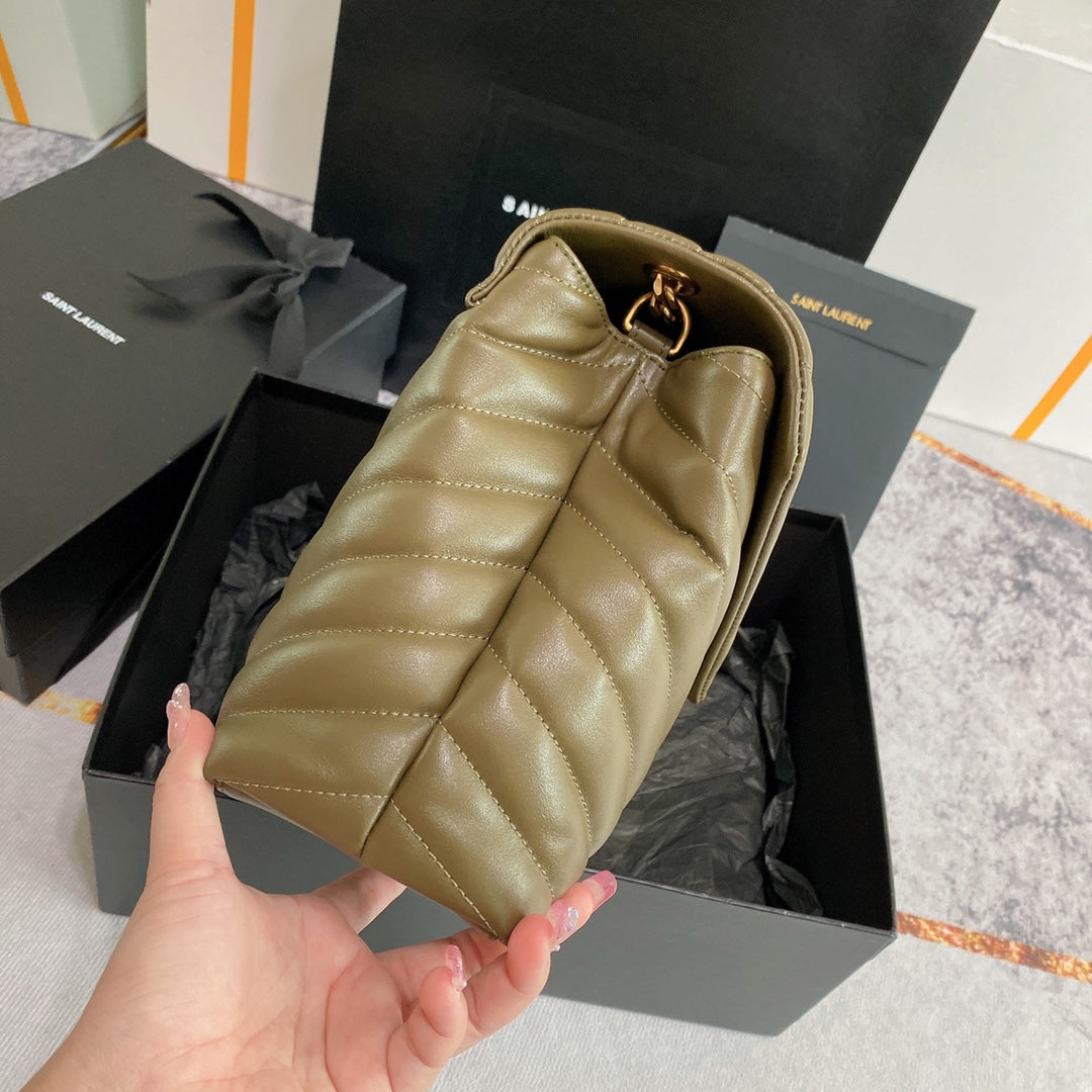 LOULOU MEDIUM 32 OLIVE QUILTED LEATHER