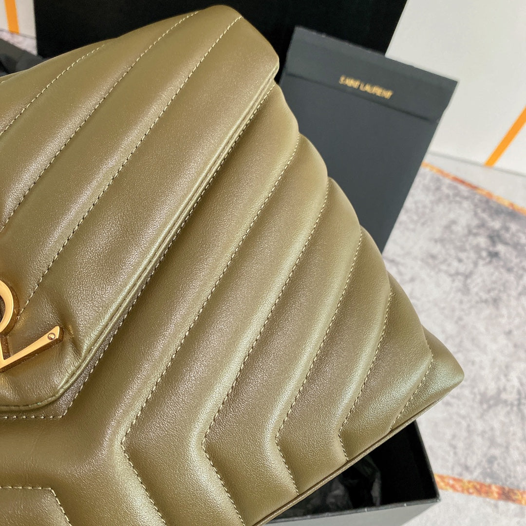 LOULOU MEDIUM 32 OLIVE QUILTED LEATHER