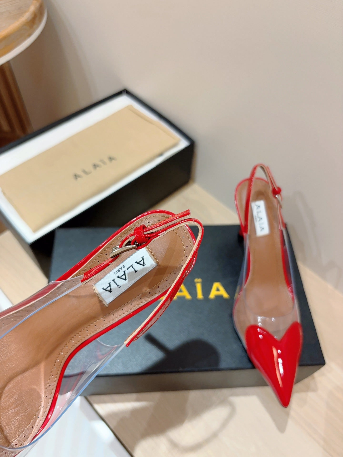 alaia slingbacks 95 optic red heart lambskin