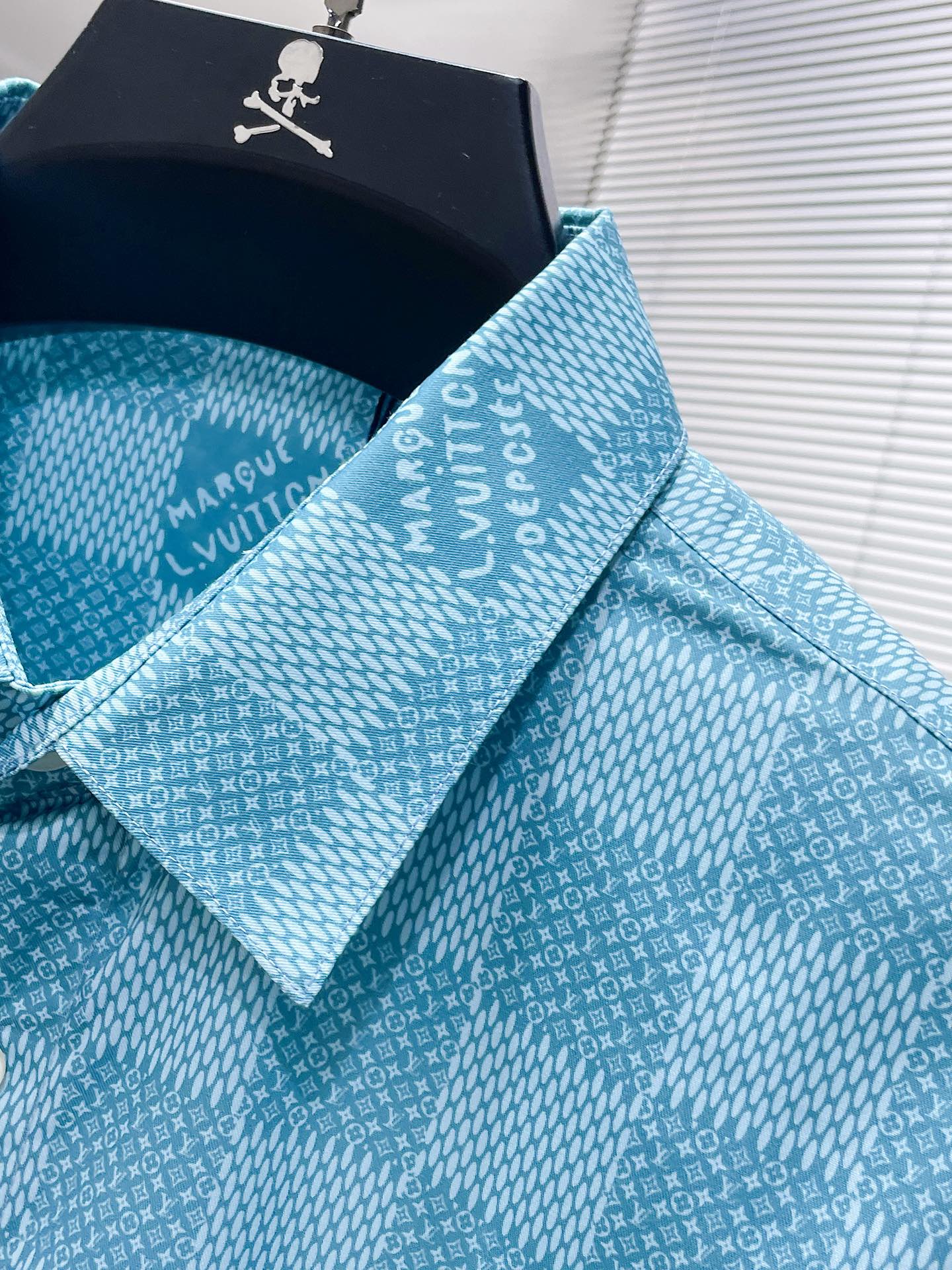 LV BLUE DAMIER LONG-SLEEVED SHIRT 238816