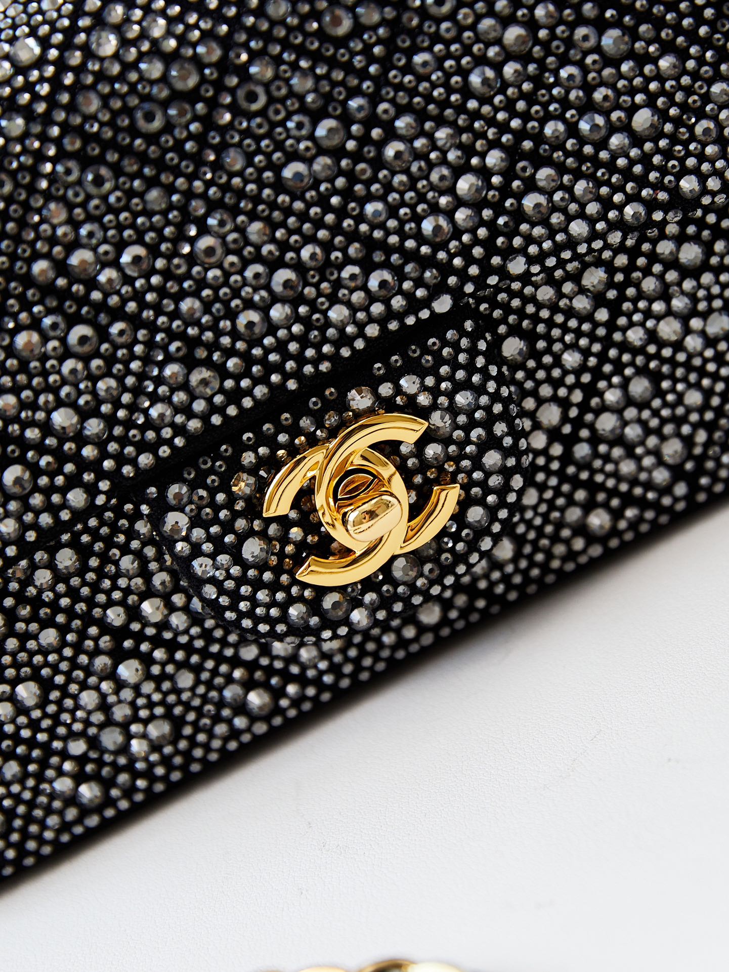 24b mini flap bag 20cm black lambskin silver diamond