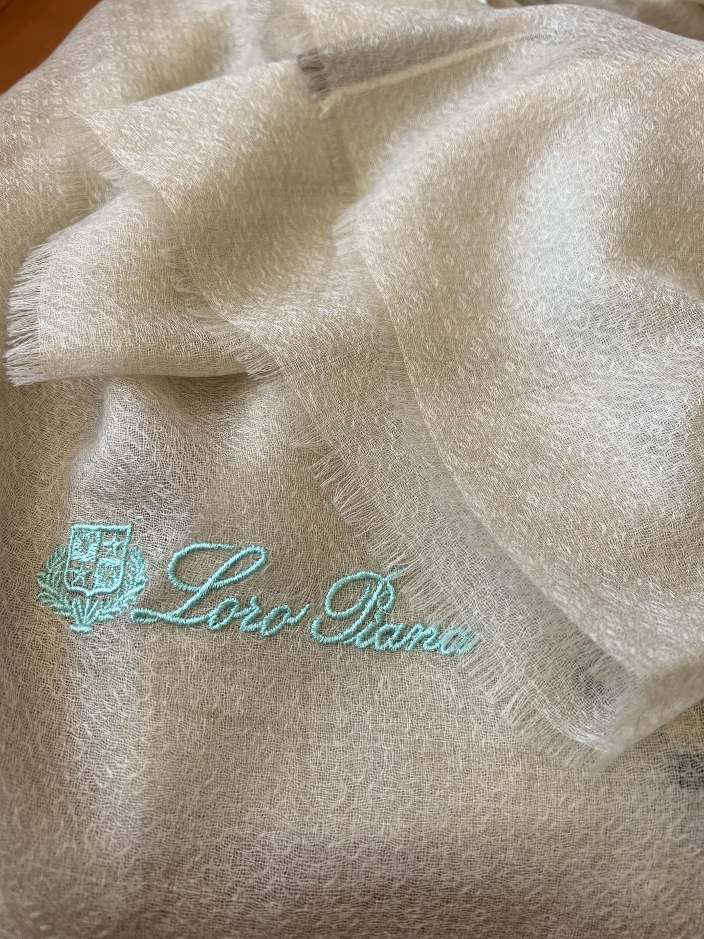 LP Quadrata Rainbow Scarf 210 CM In Beige Thin Silk Woven With Wool 428592