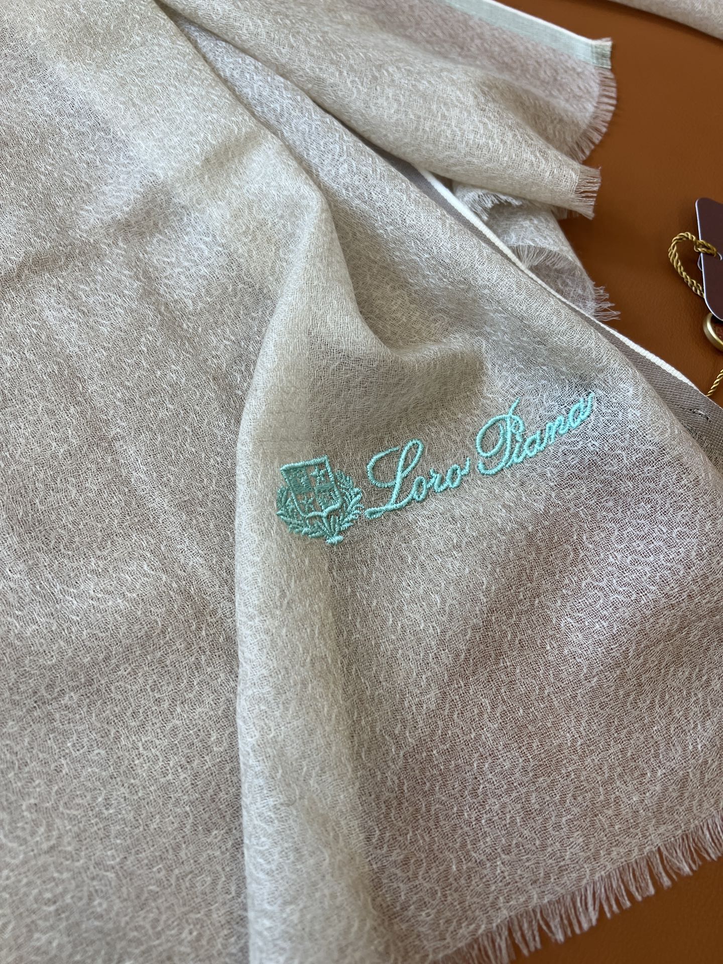 LP Quadrata Rainbow Scarf 210 CM In Beige Thin Silk Woven With Wool 428592