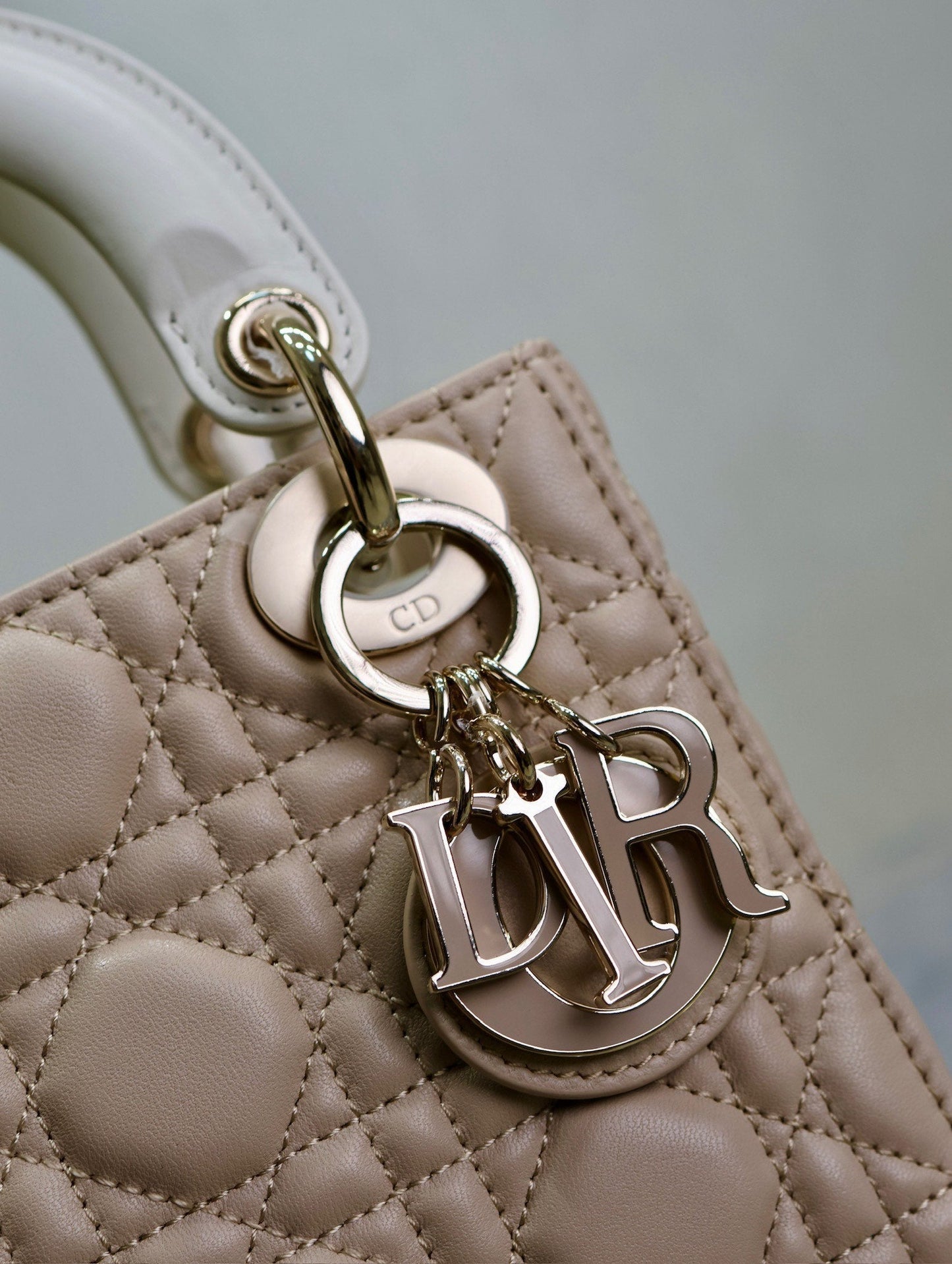 Lady Bag 17cm Beige White Lambksin