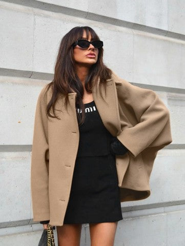Cardigan-Jacke mit Dolmanärmeln und Revers