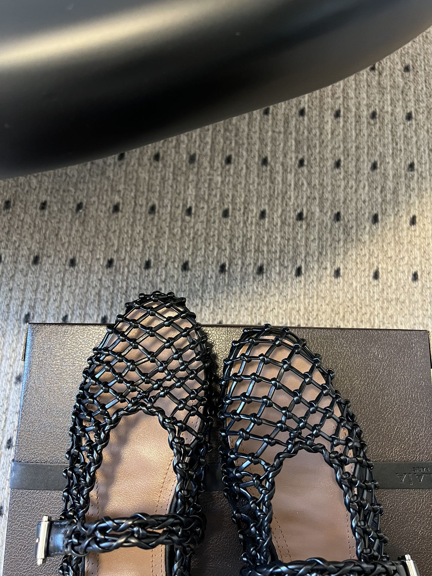 Alaia 25 Braided Ballet Flats Black Cowhide 303677