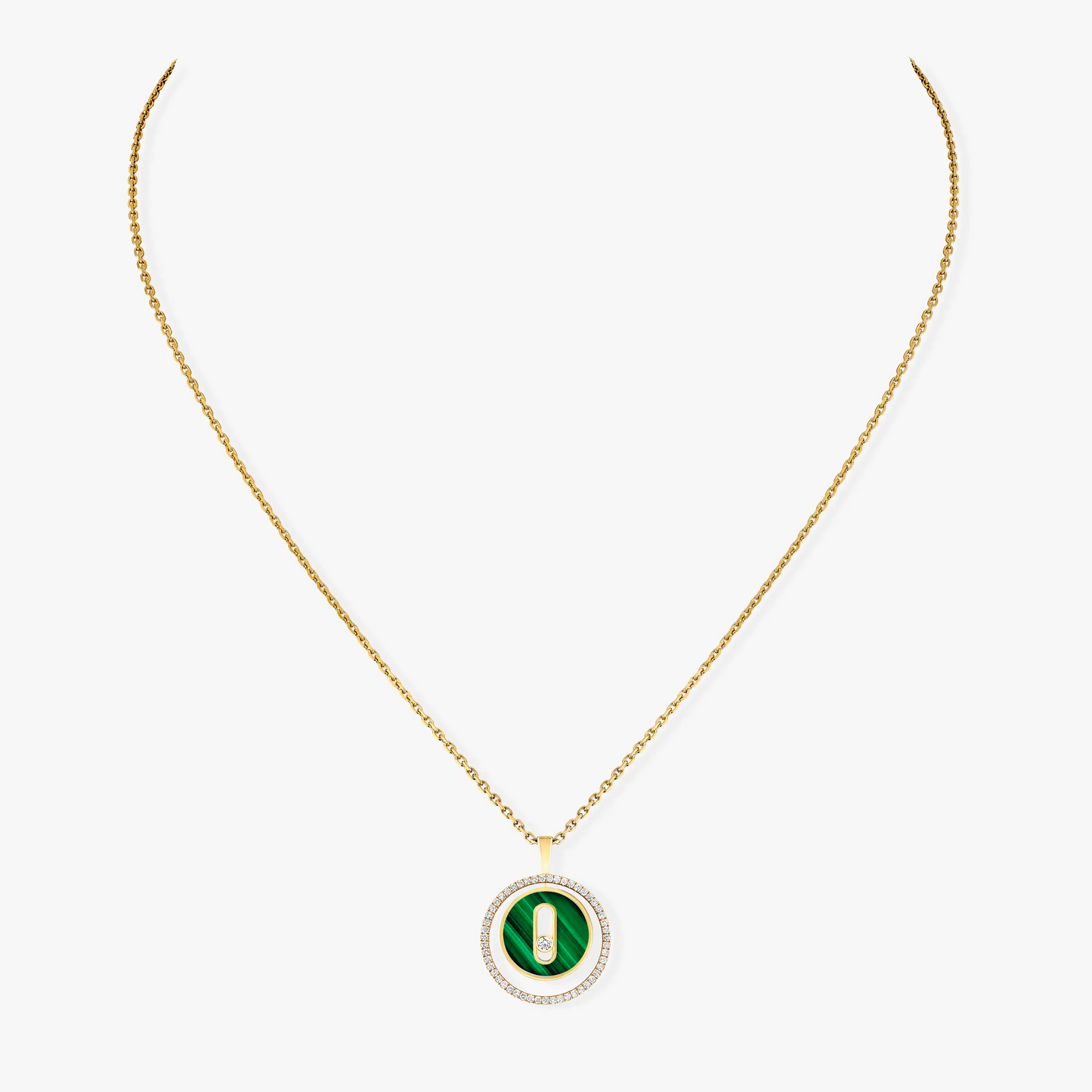 LUCKY MOVE 1 DIAMOND MALACHITE GOLD DIAMOND NECKLACE