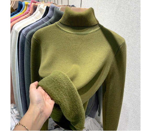 Damen Rollkragenpullover mit Fleecefutter