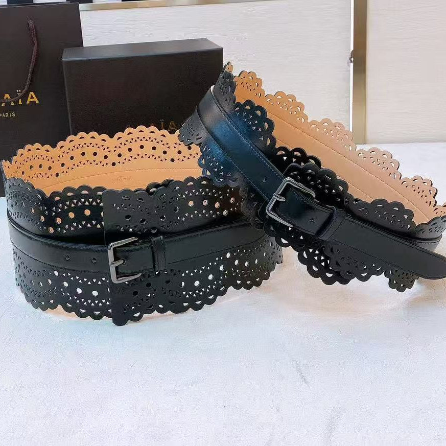 Alaia Belt Black Soft Cowhide