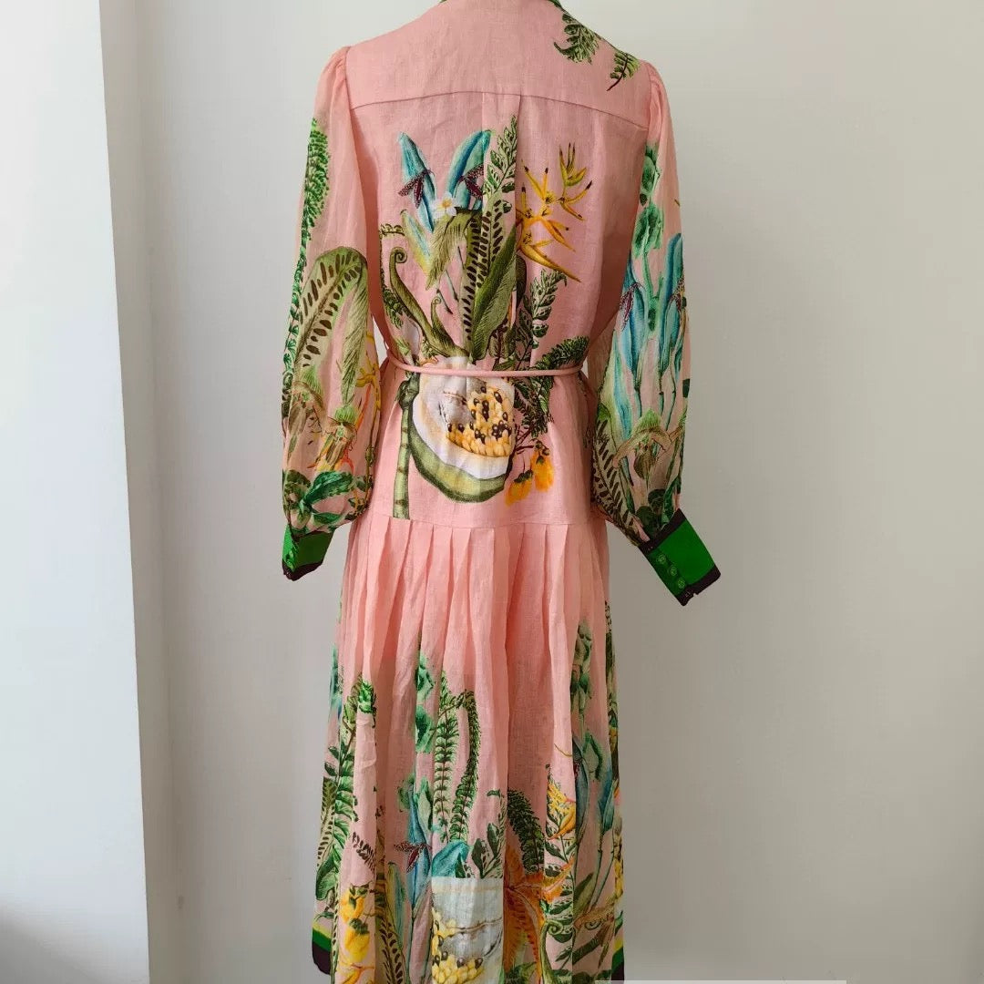 ALEMAIS Papaya Shirt Dress Pink Linen