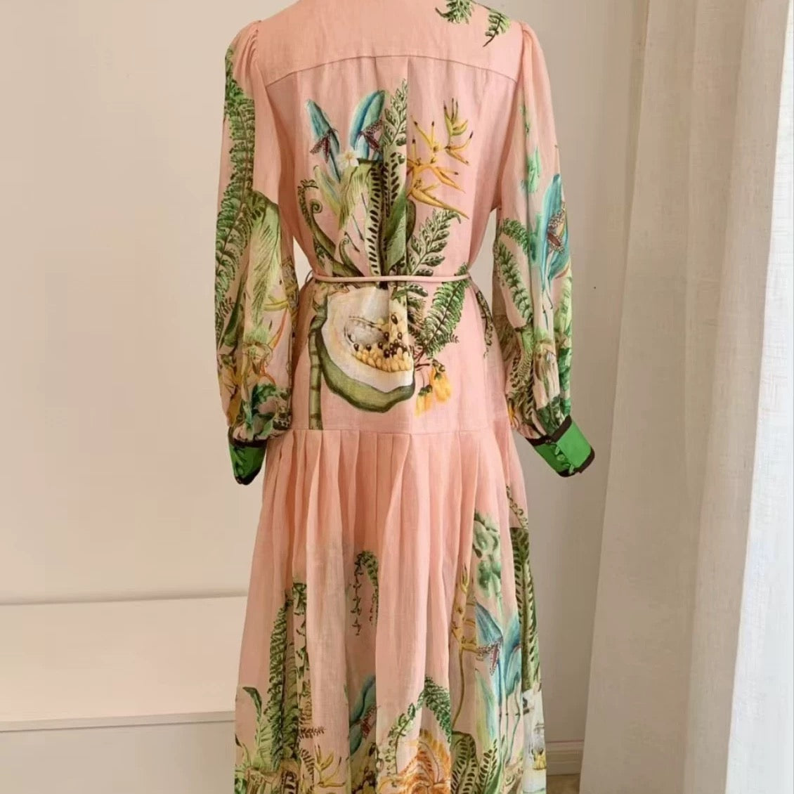 ALEMAIS Papaya Shirt Dress Pink Linen