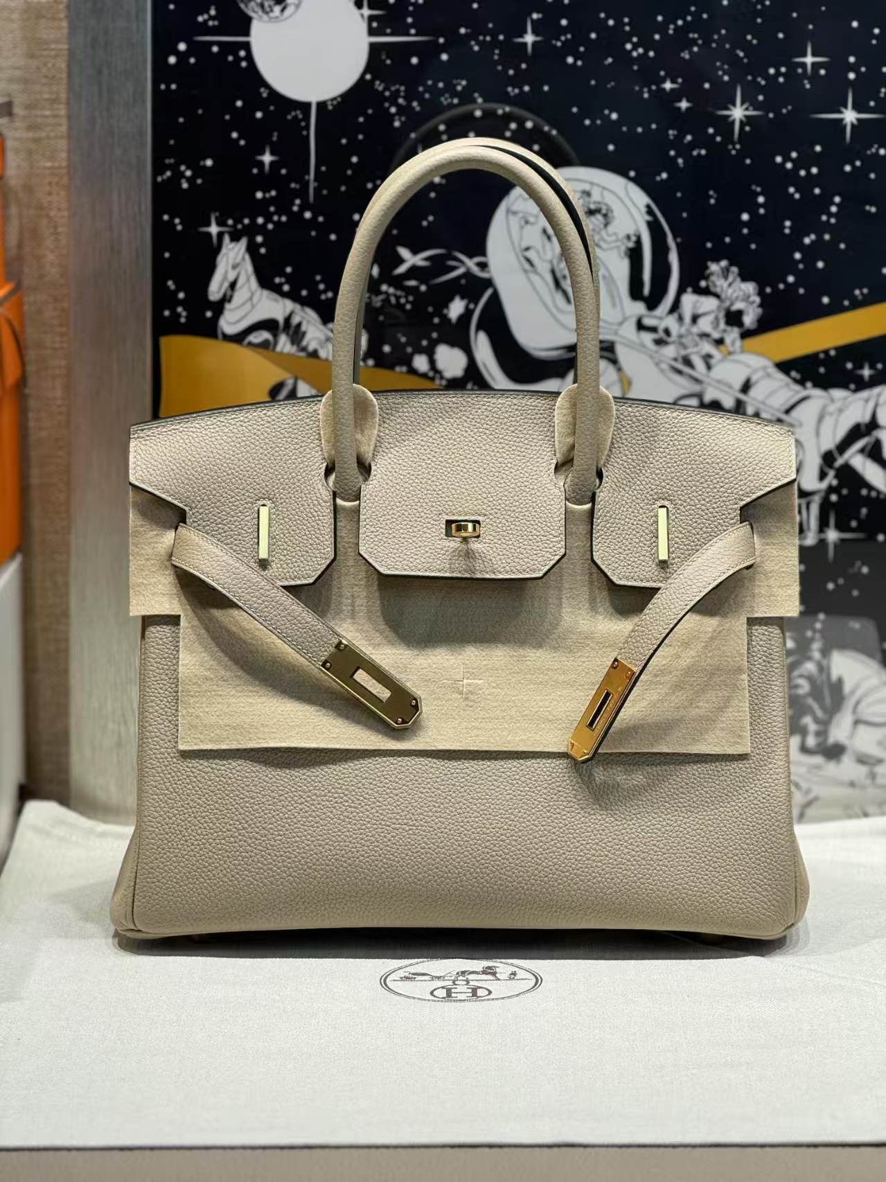 HM Birkin Bag Gray Gold Hardware Togo Leather
