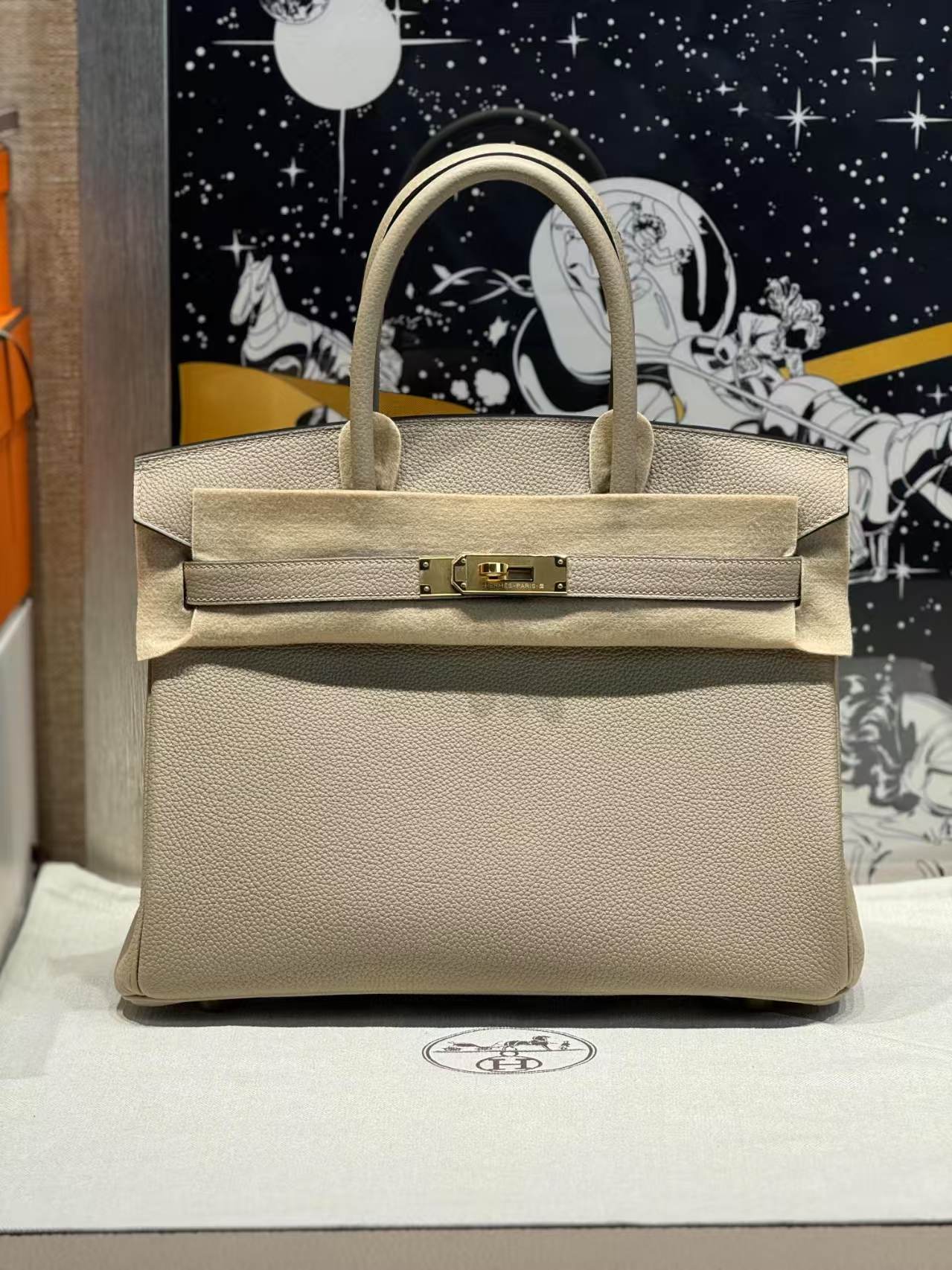 HM Birkin Bag Gray Gold Hardware Togo Leather