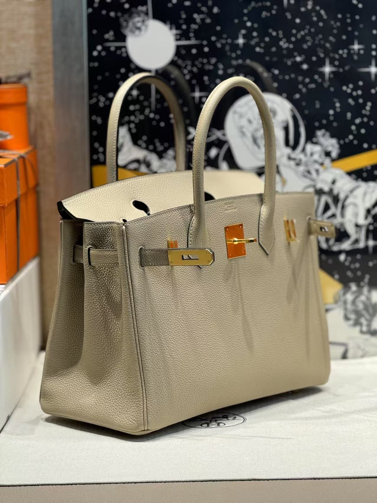 HM Birkin Bag Gray Gold Hardware Togo Leather