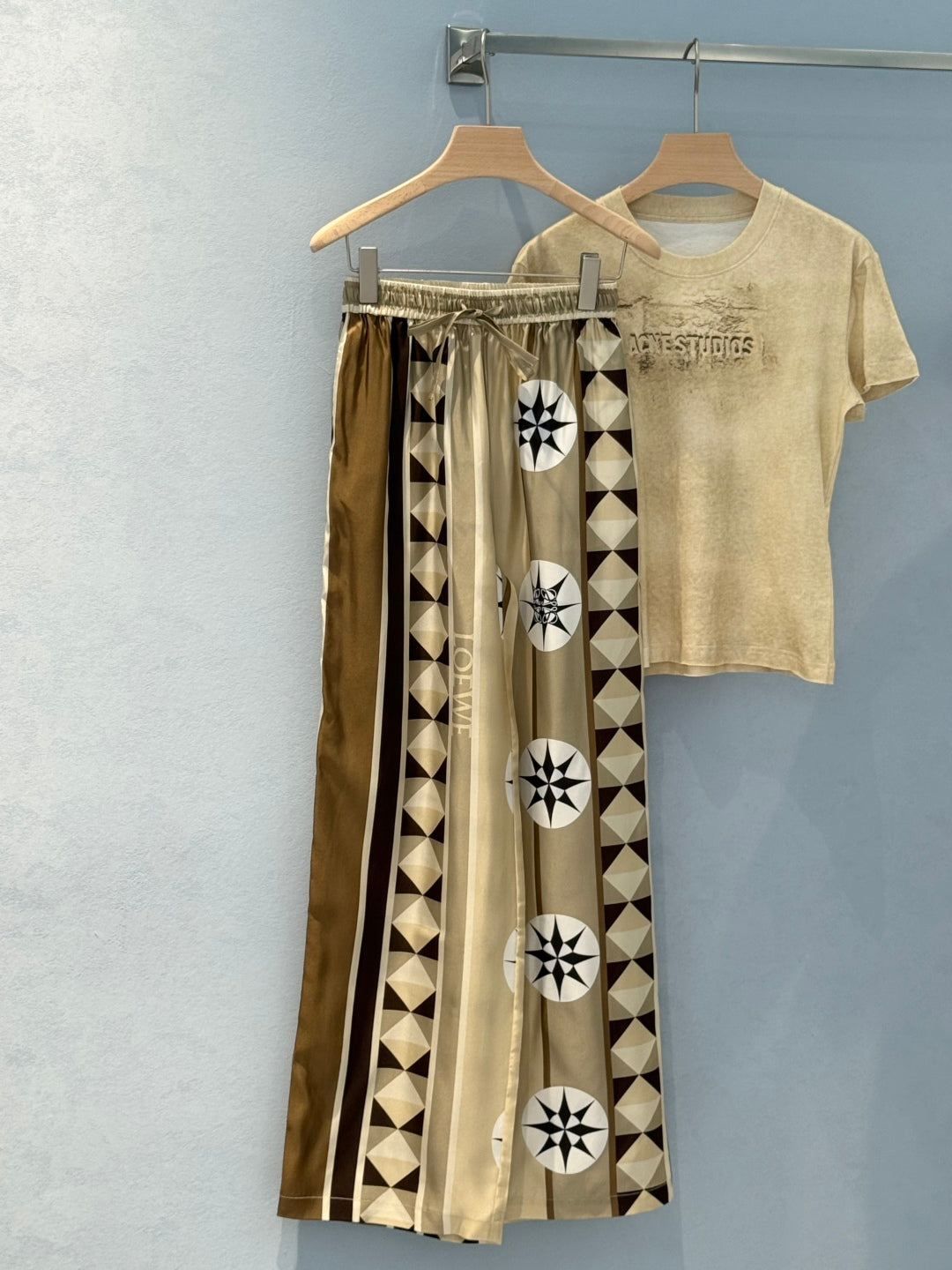 Loewe 25 Pant Beige Brown Silk