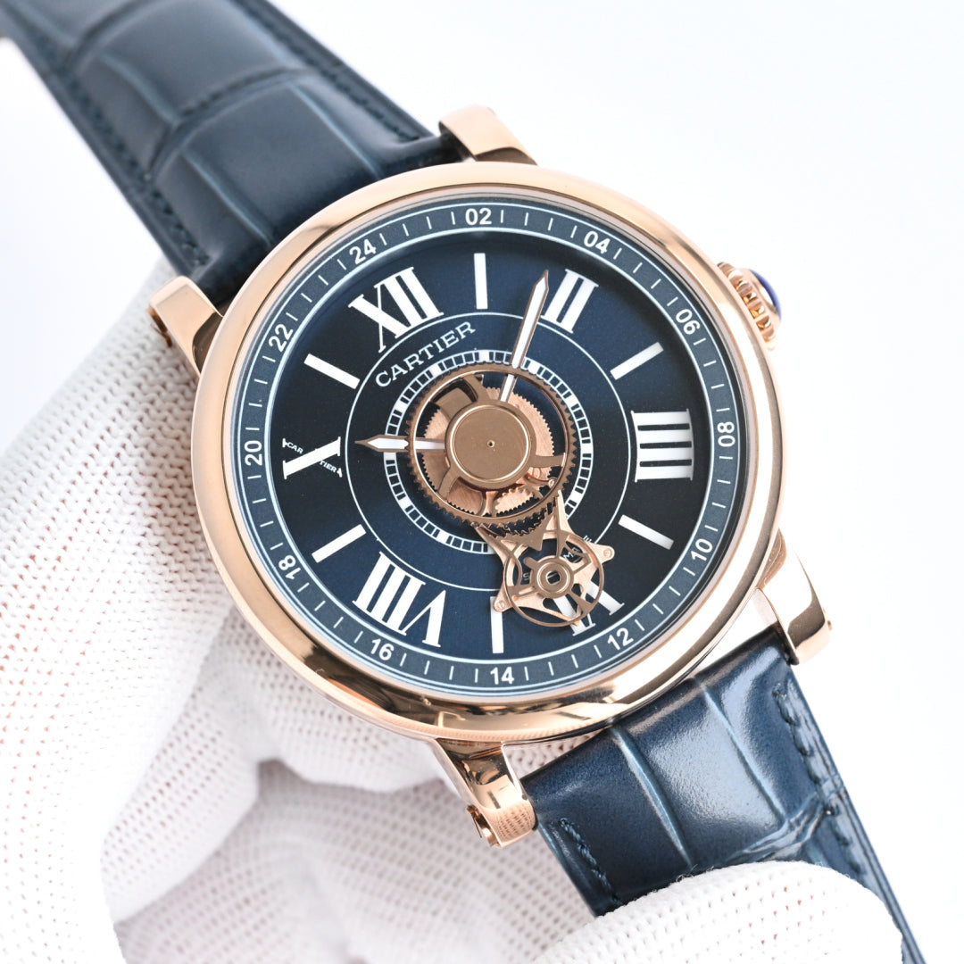 Cartier Rotonde de 45mm Pink Gold Calfskin Belt