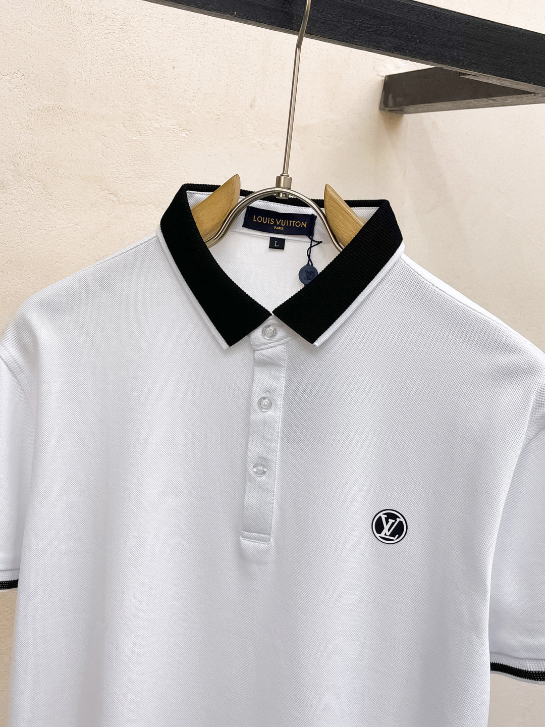 LV POLO WHITE AND BLACK TRIM LONG-STAPLE COTTON 238771