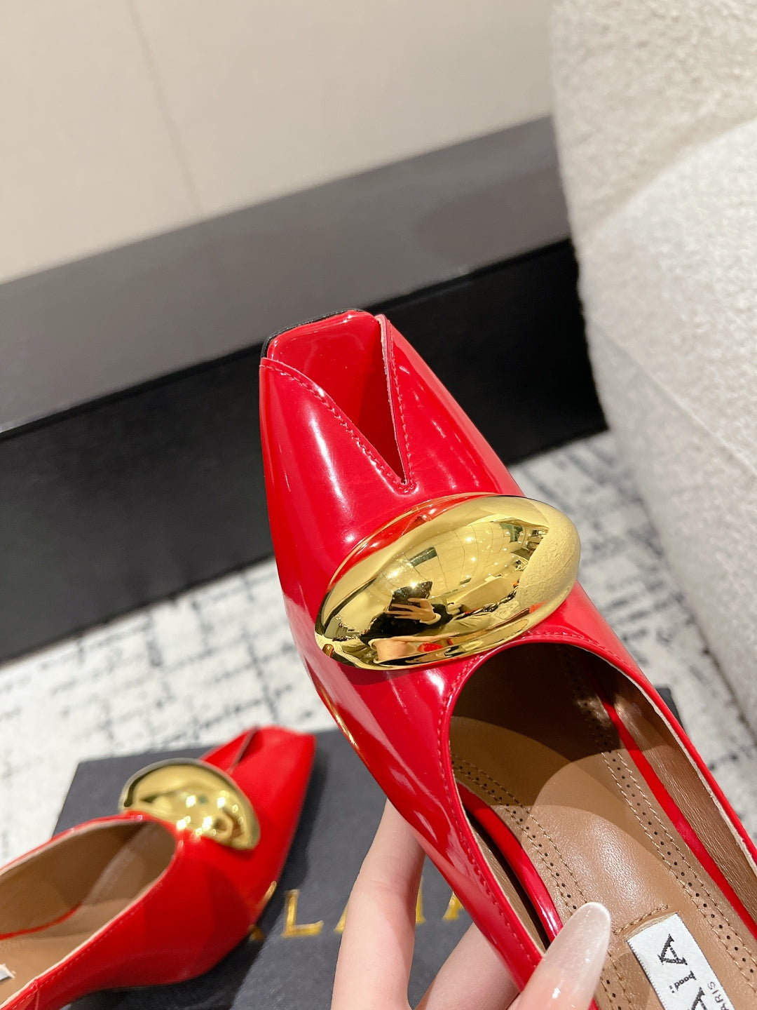 Alaia 25 Azzedine High Heels Mules With Gold Hardware Red Calfskin 293187