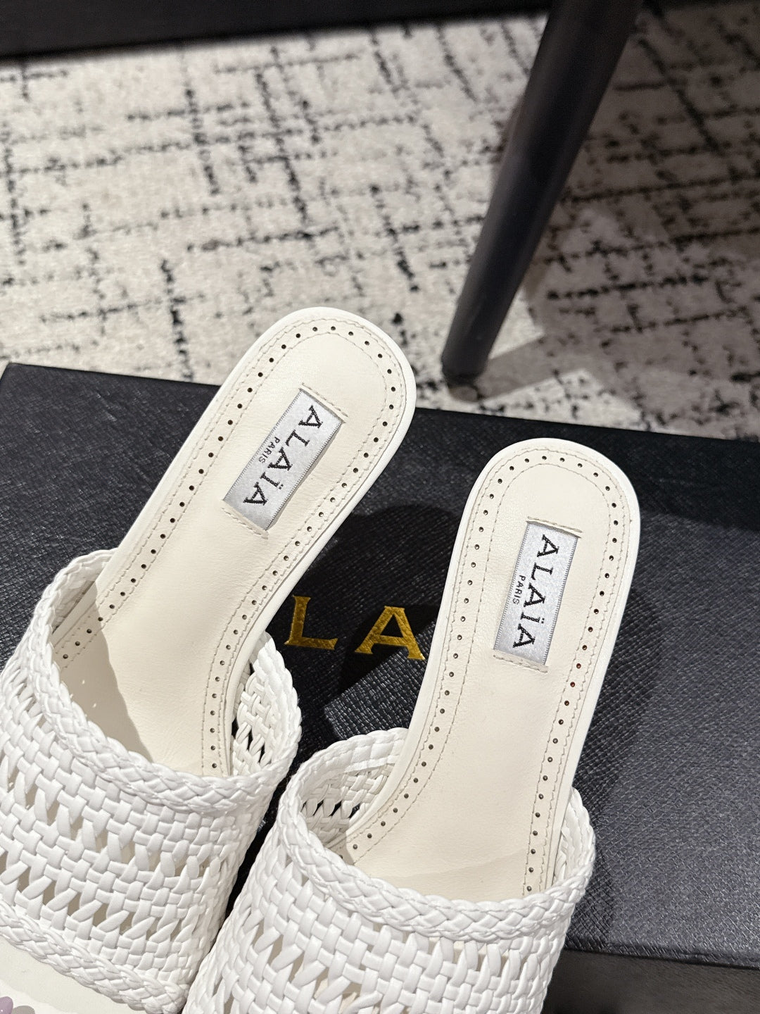 ALAIA Muller high-heeled white woven leather