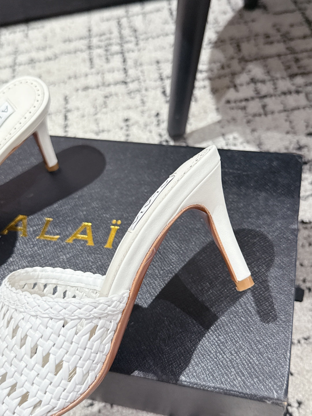 ALAIA Muller high-heeled white woven leather