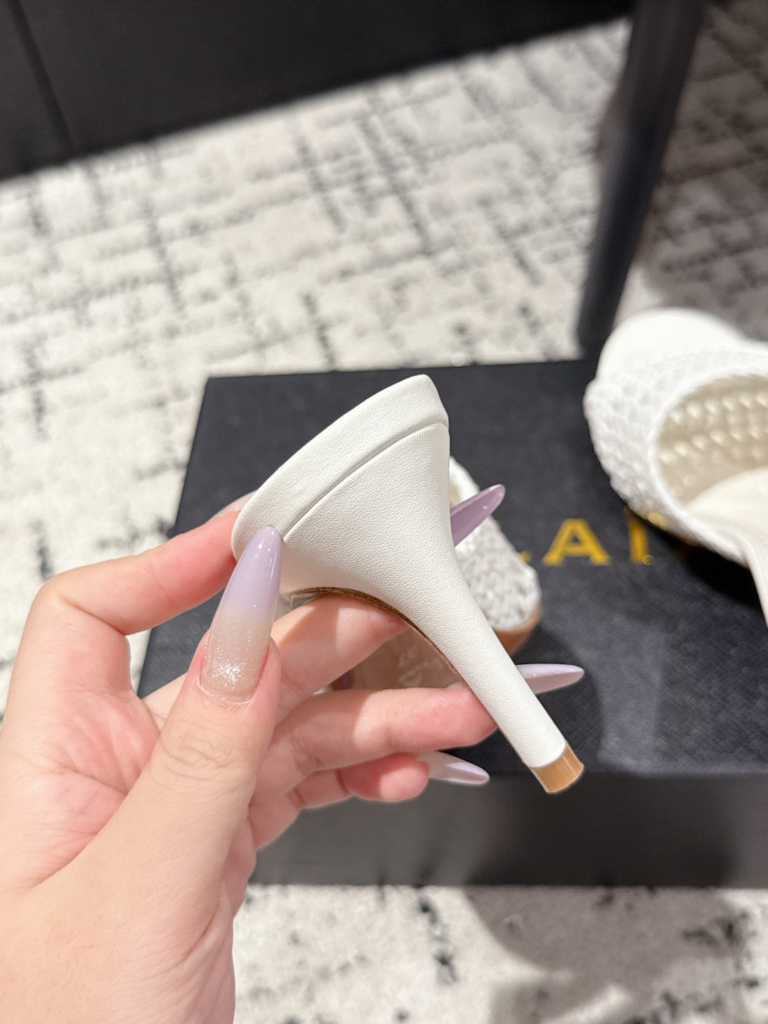 ALAIA Muller high-heeled white woven leather