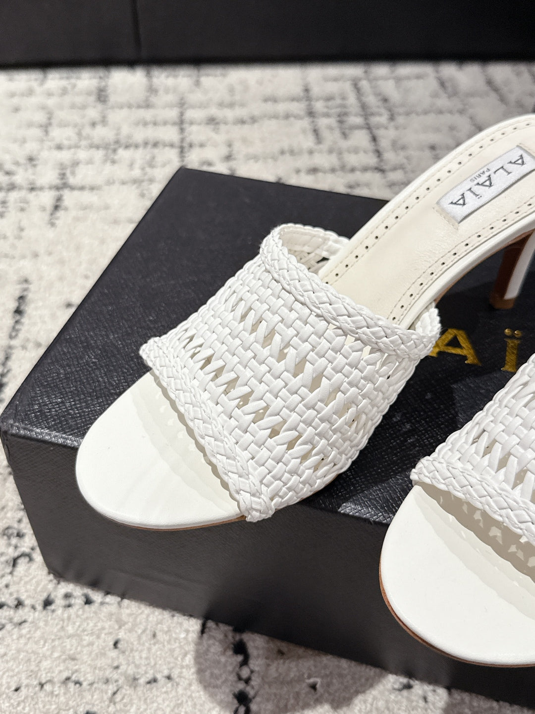 ALAIA Muller high-heeled white woven leather