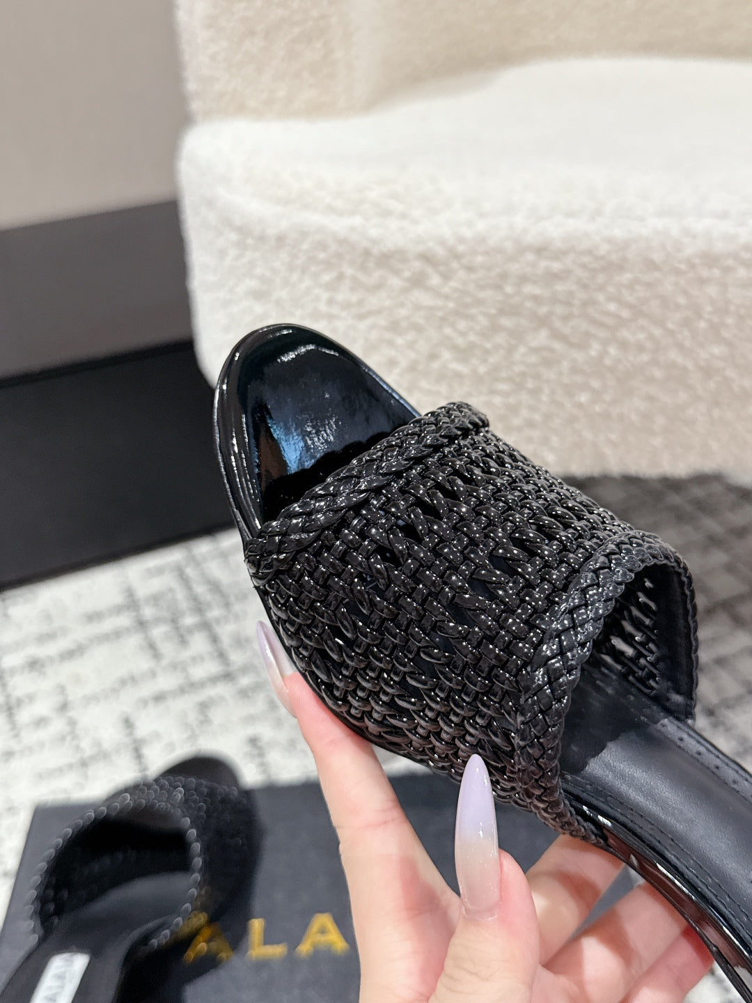 ALAIA Muller high-heeled black woven leather