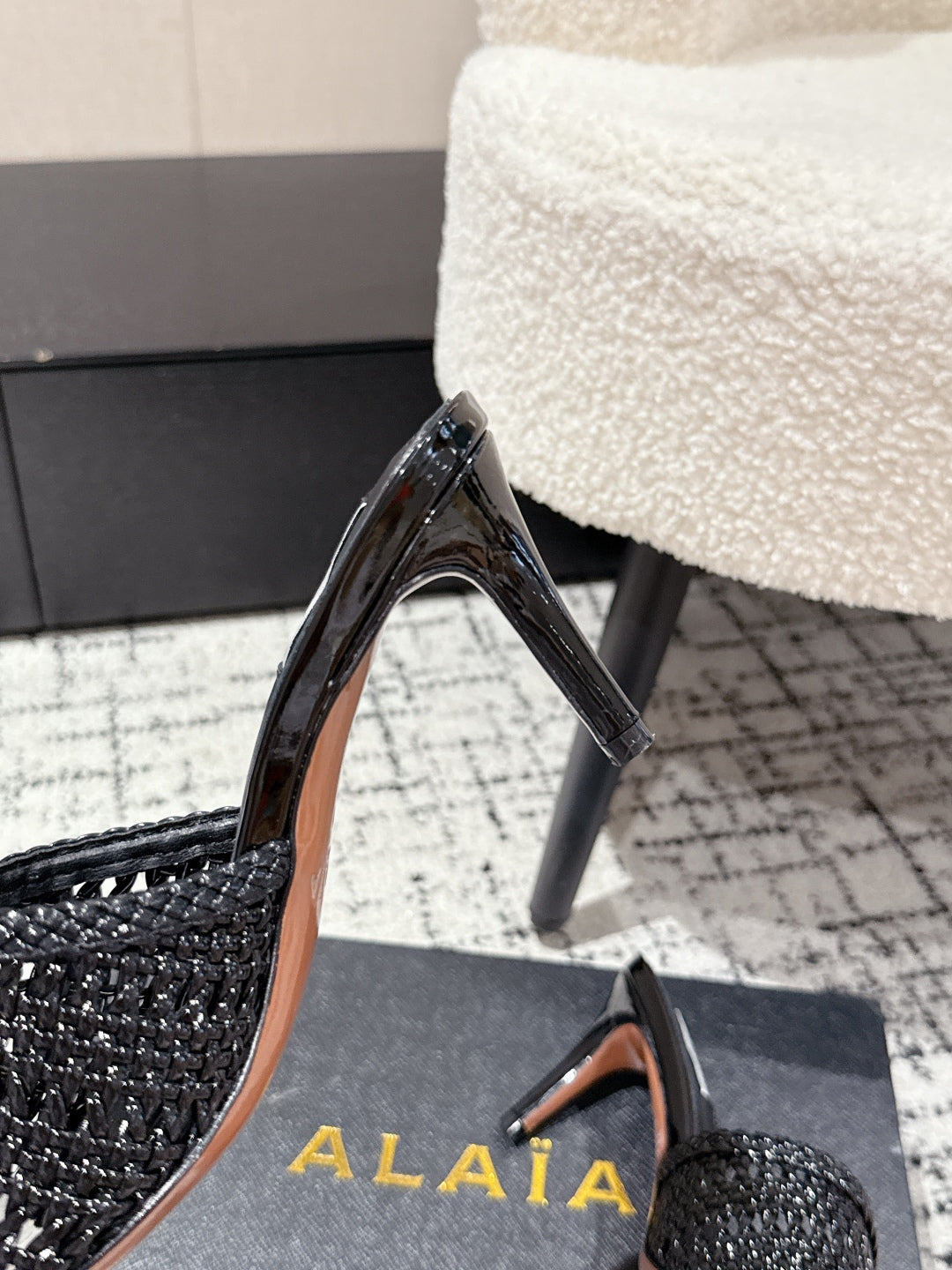 ALAIA Muller high-heeled black woven leather