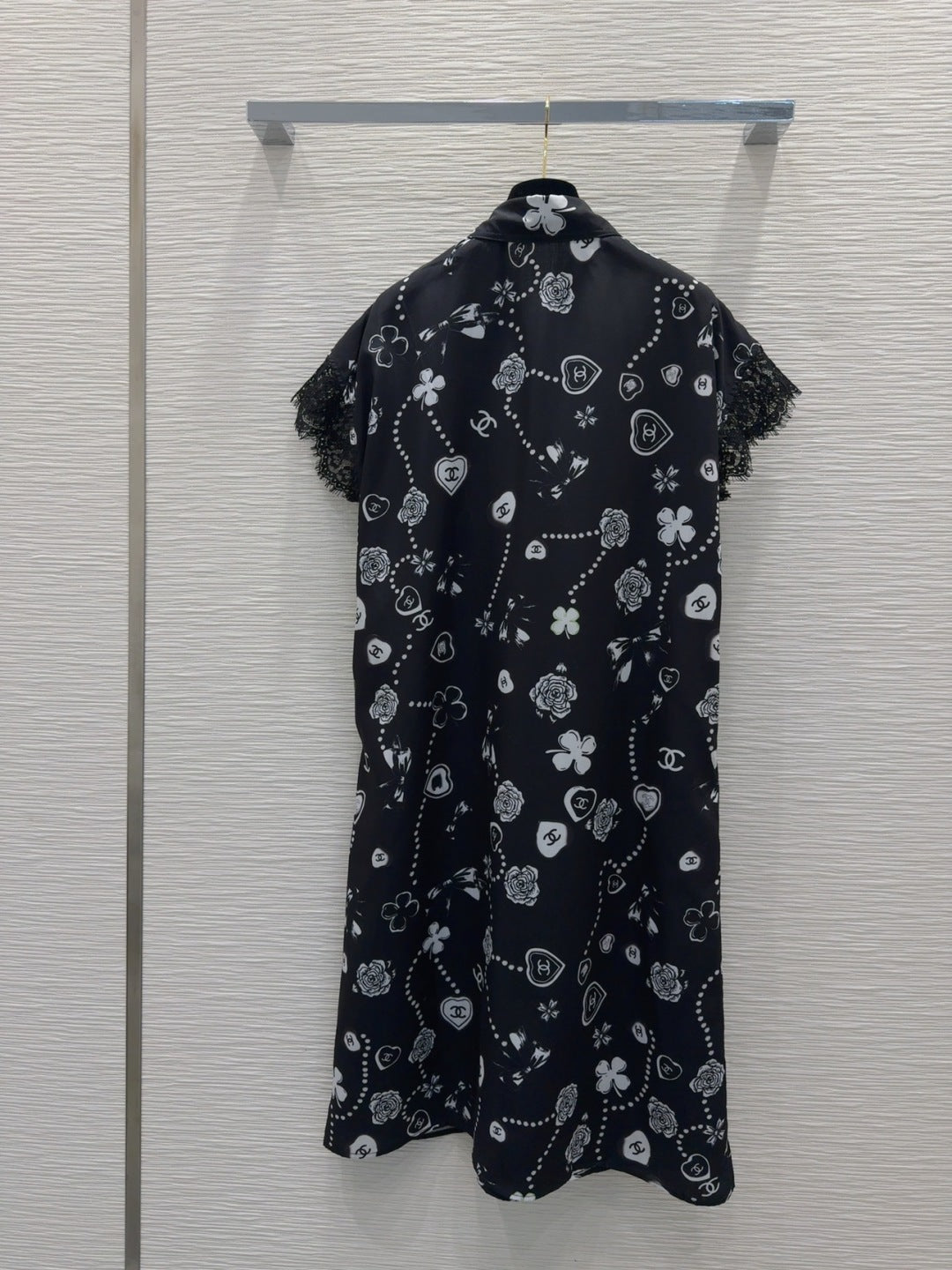 CC 2025 Printed Dress Black White Polyester Fiber