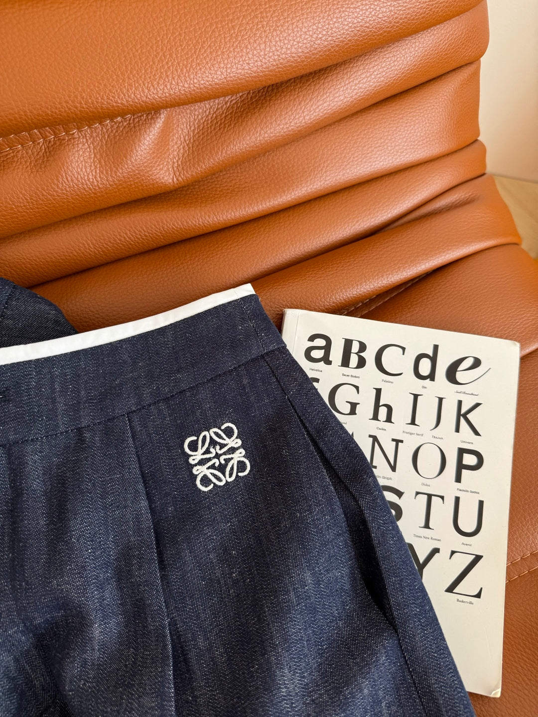 Loewe 25 Logo Embroidered Jeans Dark Blue Cotton