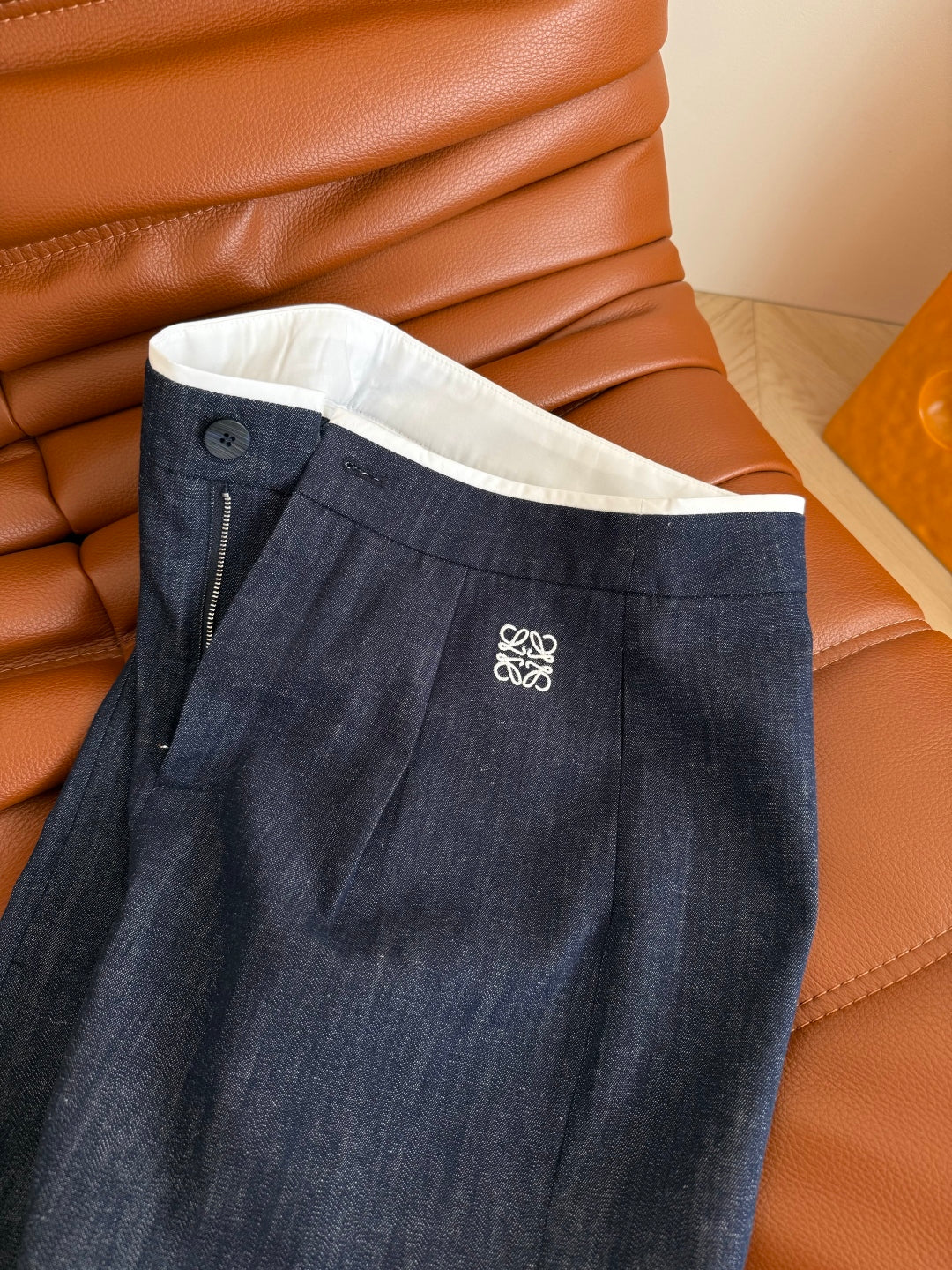 Loewe 25 Logo Embroidered Jeans Dark Blue Cotton