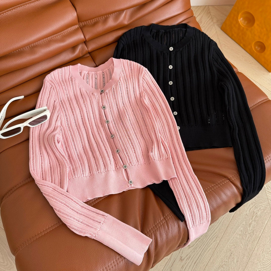 CC 25 Cardigan Black Pink Wool