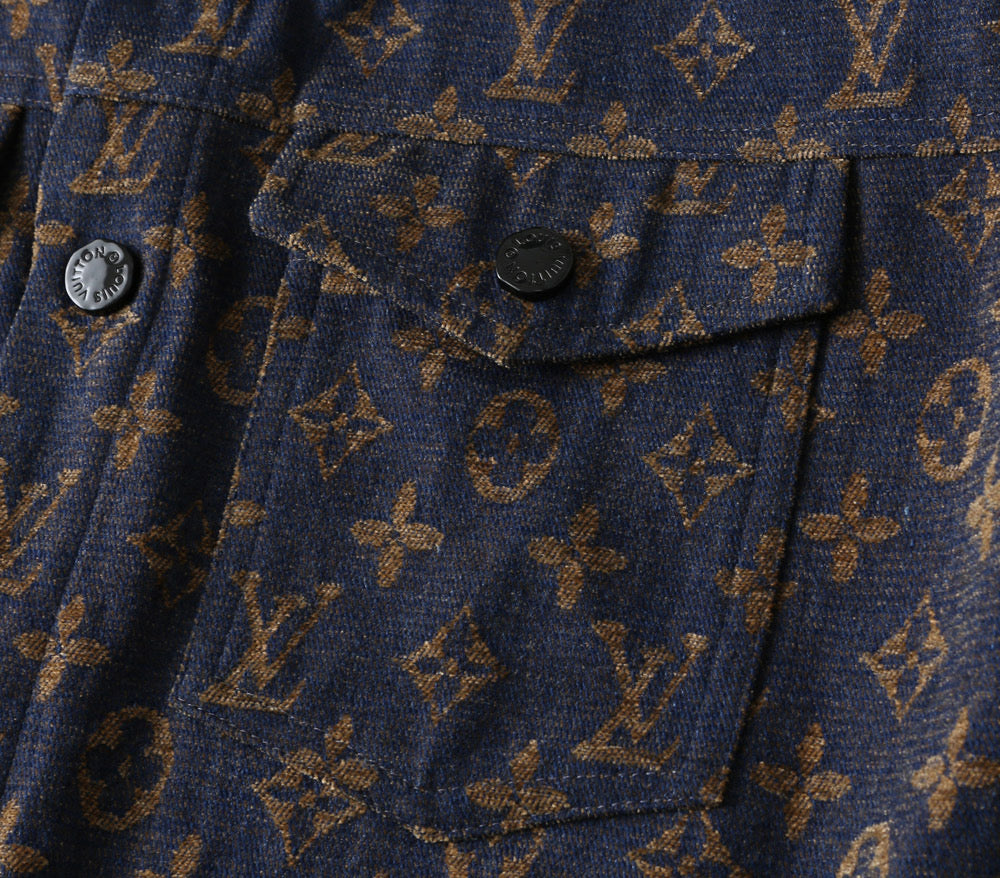 LV SHIRT JACKET IN NAVY BLUE JACQUARD FABRIC 238979