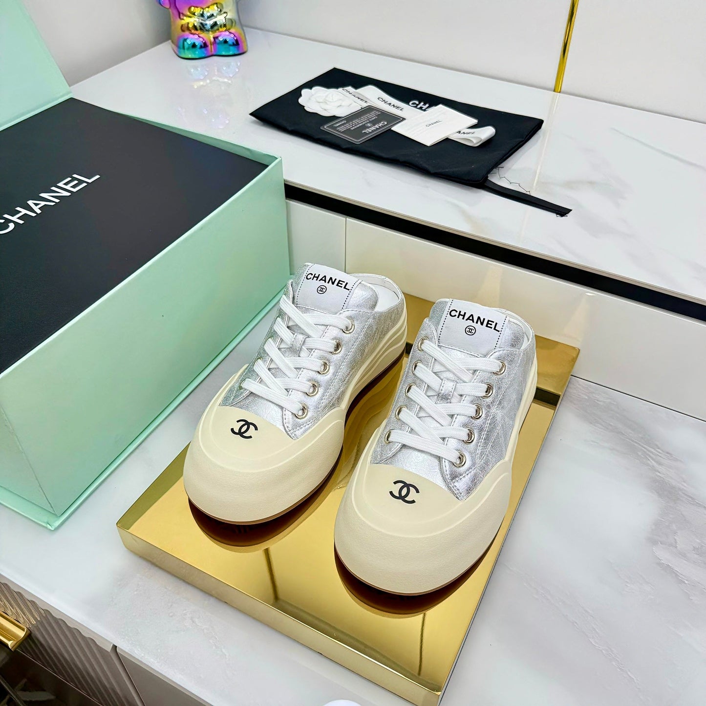 CC 25 Mules Sneaker Sliver Calfskin 331183